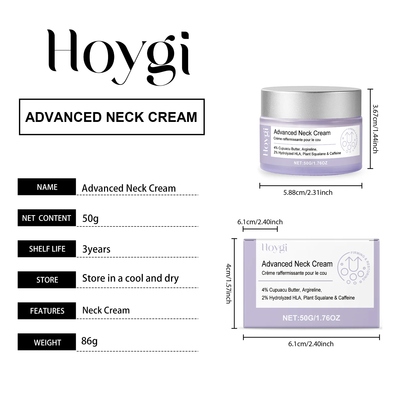 Hoygi Advanced Neck Cream with 4% Cupuacu Butter & Argireline for Firming, Smoothing Fine Lines 1 advanced neck firming cream hoy kgf9gjn4 desc 1