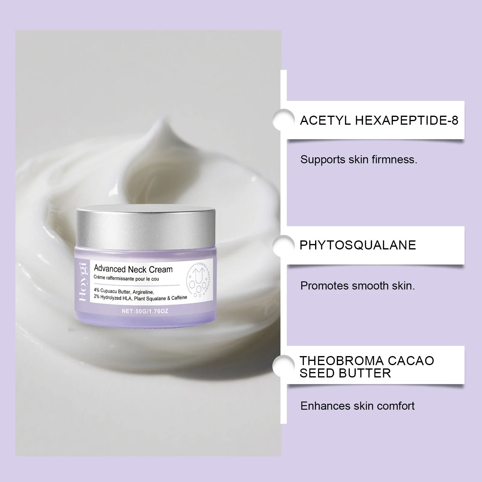 Hoygi Advanced Neck Cream with 4% Cupuacu Butter & Argireline for Firming, Smoothing Fine Lines 7 advanced neck firming cream hoy kgf9gjn4 desc 7