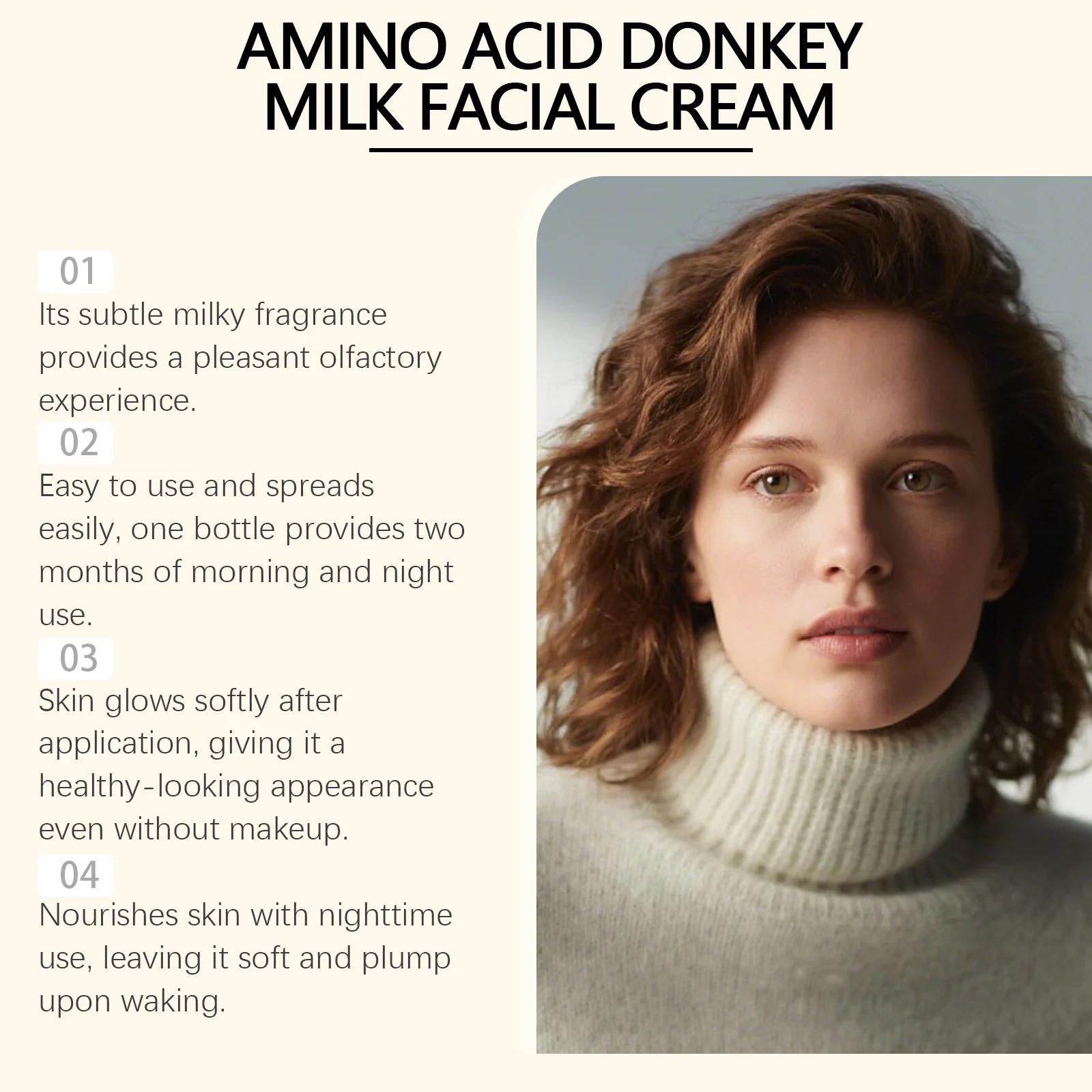 Hoygi Amino Acid Donkey Milk Facial Cream - Whitening, Moisturizing & Hydrating 10 amino acid donkey milk facial cream hoy 2gnxstz3 desc 10 1