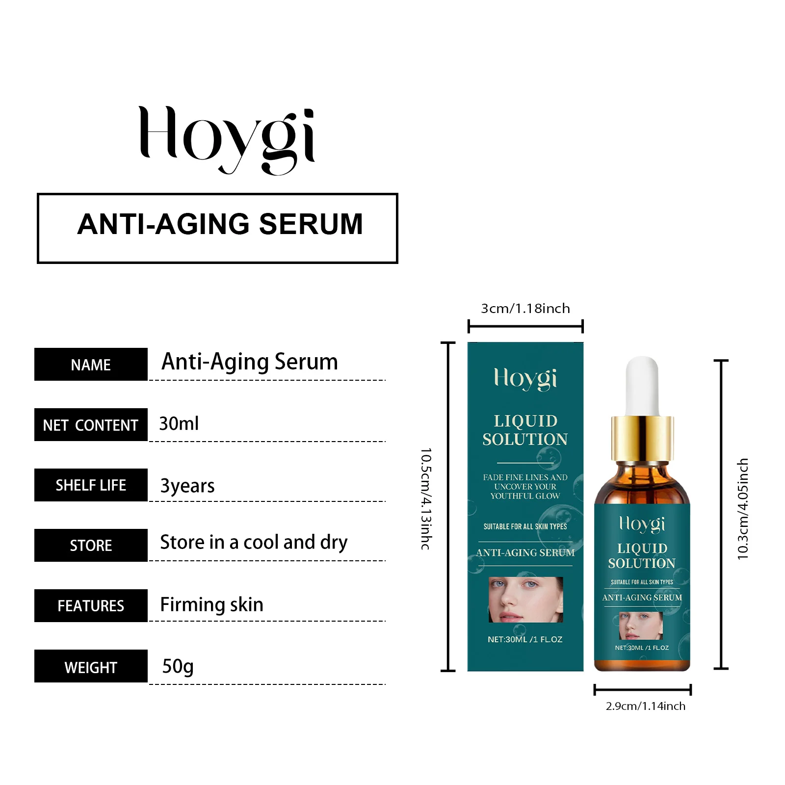 Hoygi Anti-Aging Serum for Face, Moisturizing, Firming & Brightening, Hyaluronic Acid Serum 1 anti aging facial serum hoy s45gmmy3 desc 1