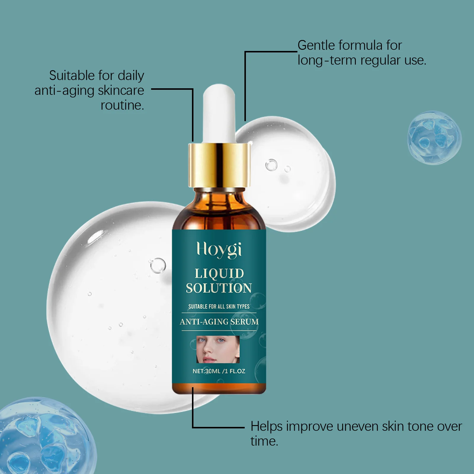 Hoygi Anti-Aging Serum for Face, Moisturizing, Firming & Brightening, Hyaluronic Acid Serum 6 anti aging facial serum hoy s45gmmy3 desc 6