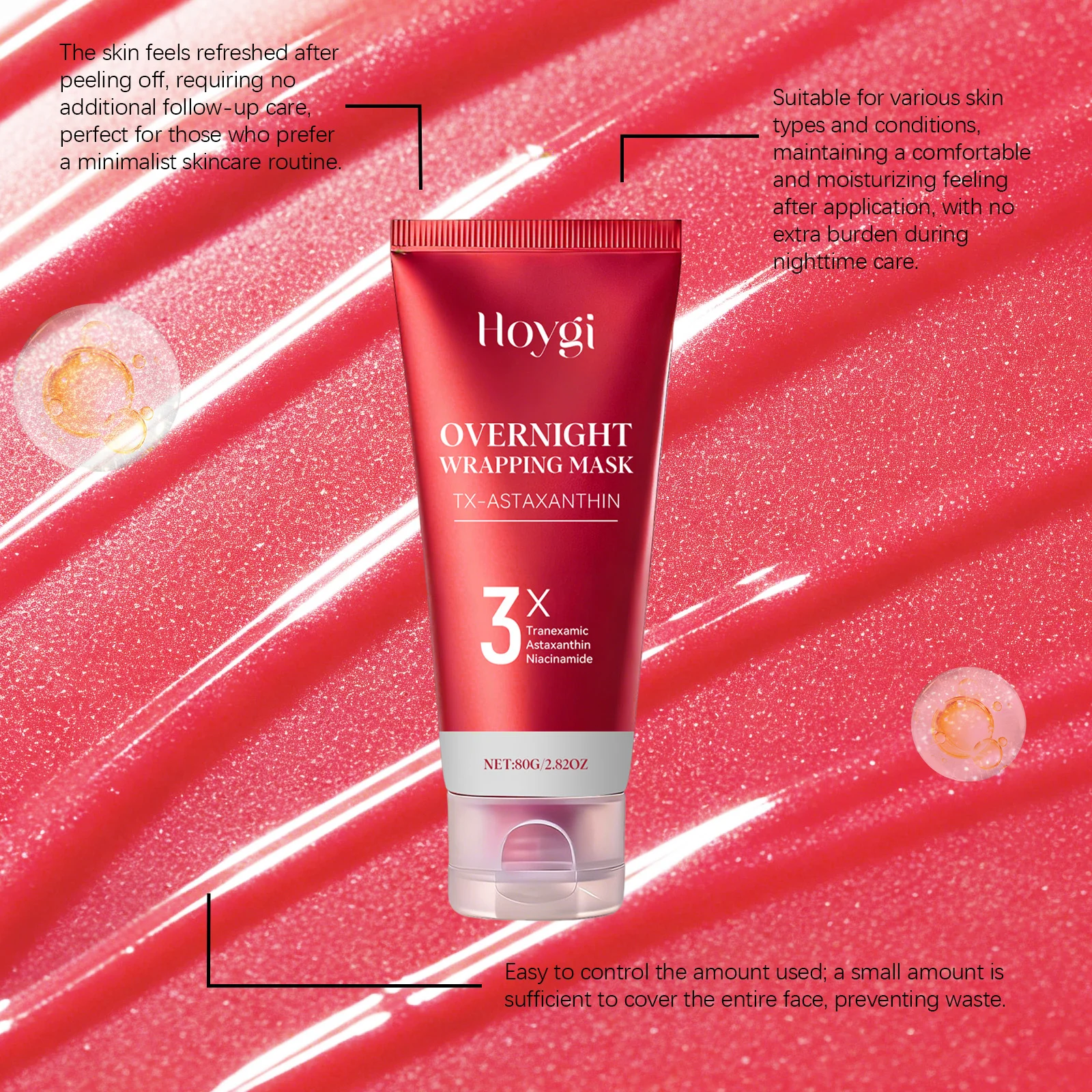 Astaxanthin Peel Off Mask Overnight Hydrating Wrapping Facial Mask for Dull Skin 80g 7 astaxanthin overnight peel off wrapping mask 80g hoy p3h79qzw desc 7