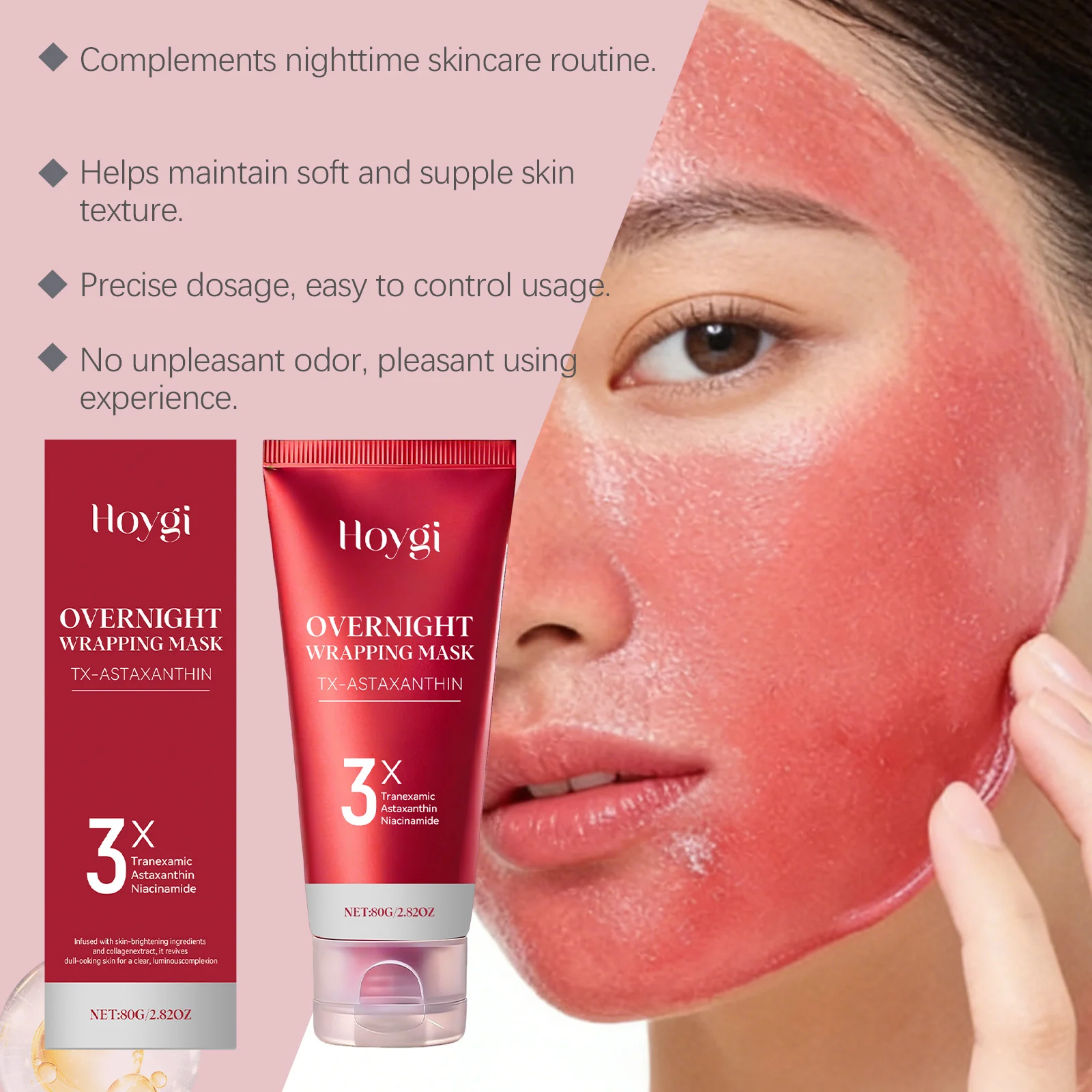 Astaxanthin Peel Off Mask Overnight Hydrating Wrapping Facial Mask for Dull Skin 80g 8 astaxanthin overnight peel off wrapping mask 80g hoy p3h79qzw desc 8