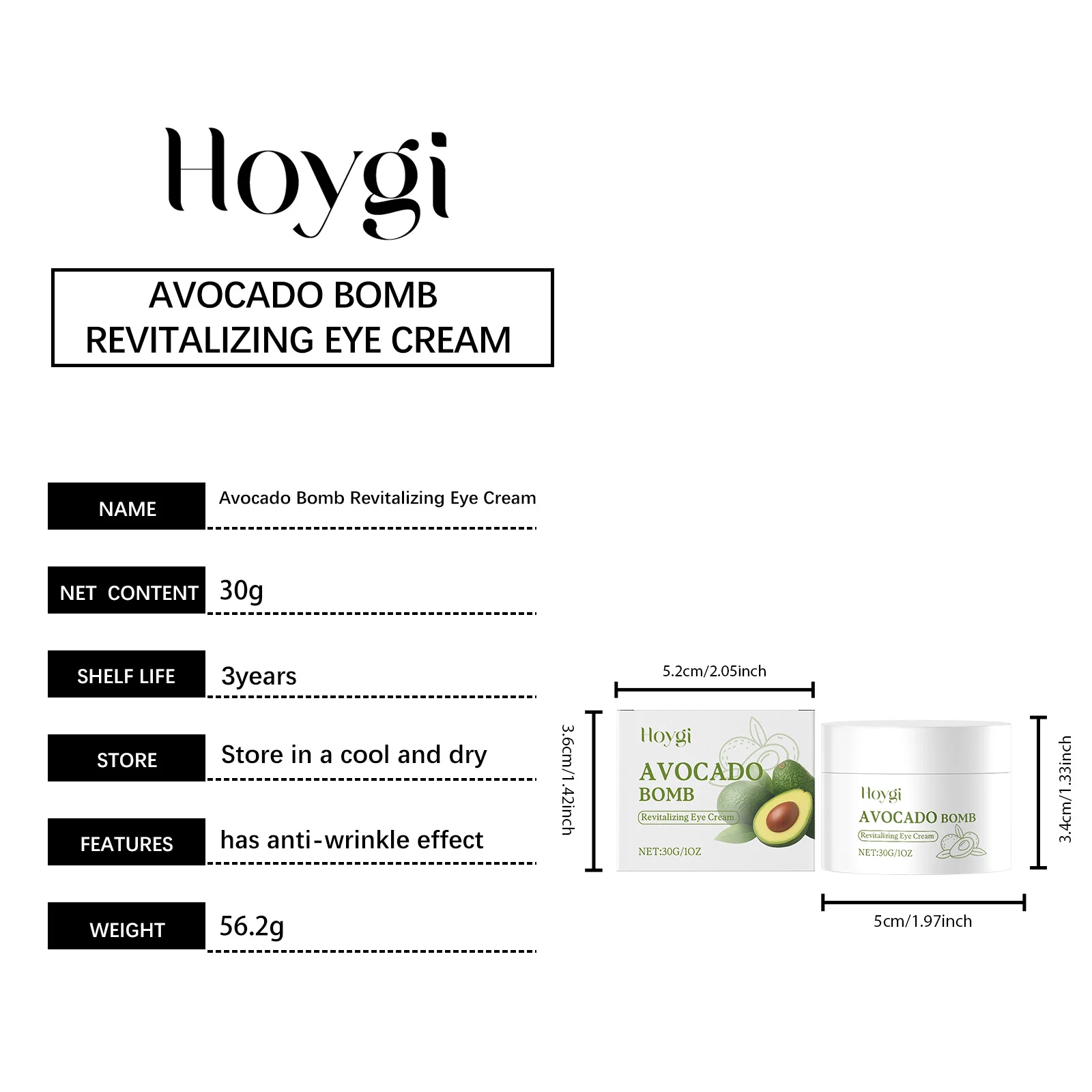Hoygi Avocado Bomb Revitalizing Eye Cream for Wrinkles and Hydration 1 avocado revitalizing eye cream hoy h8wt3byk desc 1