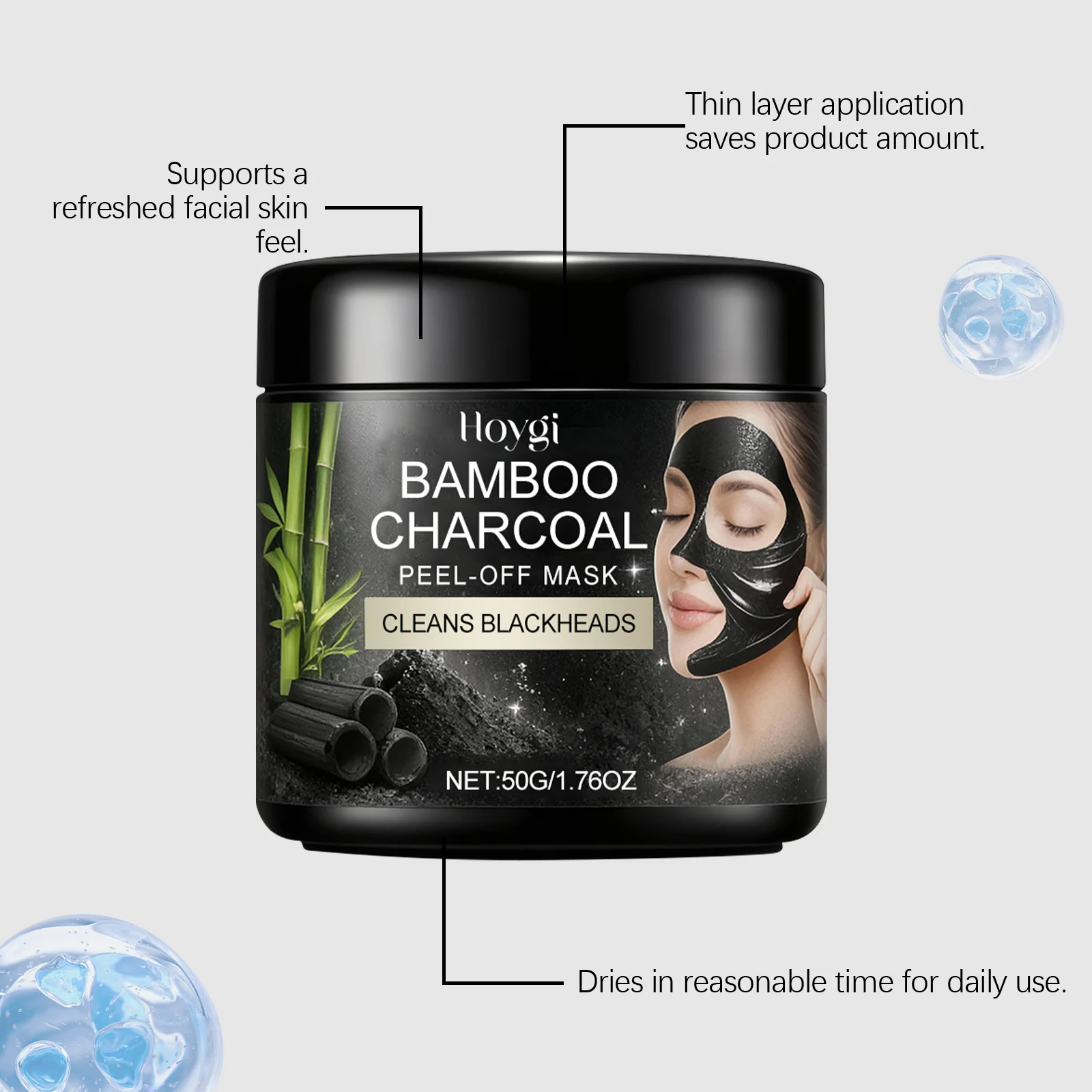 Bamboo Charcoal Peel-Off Mask 50g Deep Cleansing Blackhead Removal & Hydrating 5 bamboo charcoal peel off mask 50g hoy bdddh5fb desc 5