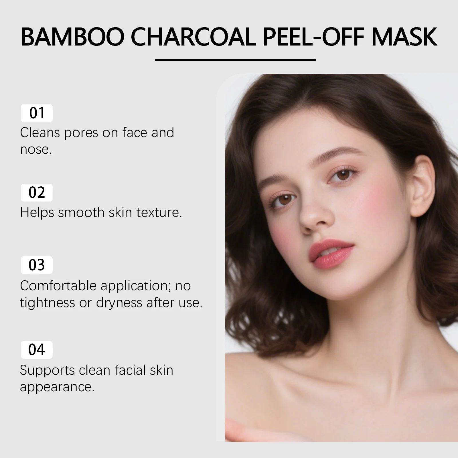 Bamboo Charcoal Peel-Off Mask 50g Deep Cleansing Blackhead Removal & Hydrating 9 bamboo charcoal peel off mask 50g hoy bdddh5fb desc 9