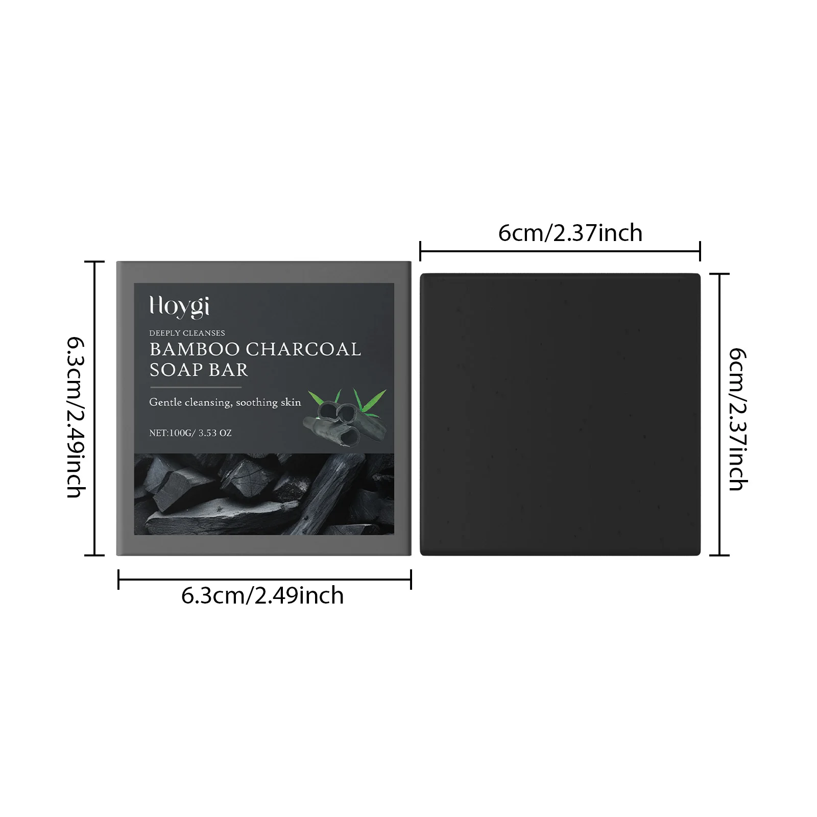 Bamboo Charcoal Soap Bar Deeply Cleanses Pores, Moisturizes & Nourishes Skin 100g 1 bamboo charcoal soap bar deep cleansing moisturizing 100g hoy s2b4xx3a desc 1