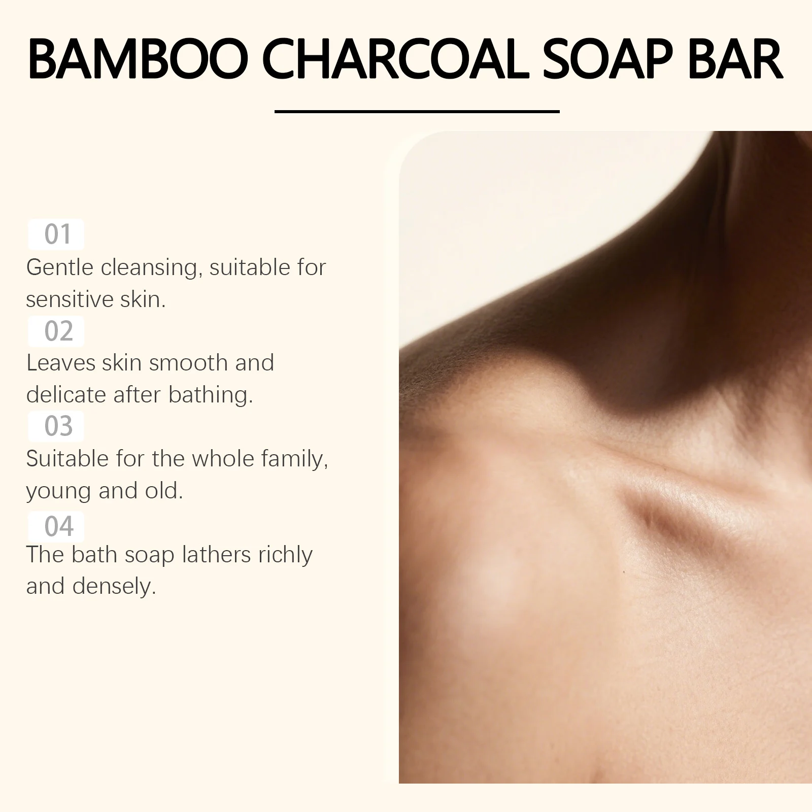 Bamboo Charcoal Soap Bar Deeply Cleanses Pores, Moisturizes & Nourishes Skin 100g 8 bamboo charcoal soap bar deep cleansing moisturizing 100g hoy s2b4xx3a desc 8