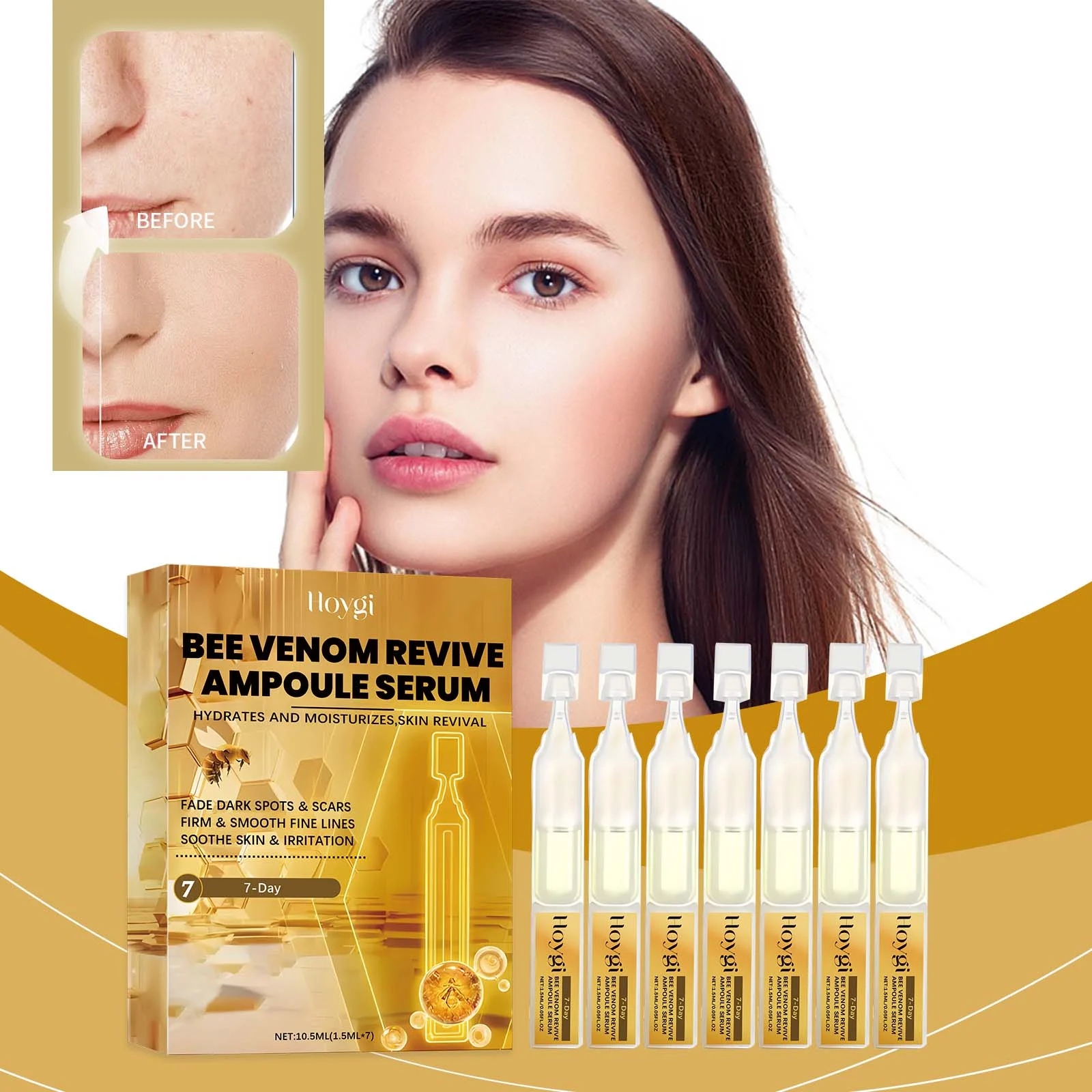 Hoygi Bee Venom Revive Ampoule Serum for Hydrating, Brightening & Smoothing Fine Lines 6 bee venom ampoule serum hoy 5nwhcnjx desc 6