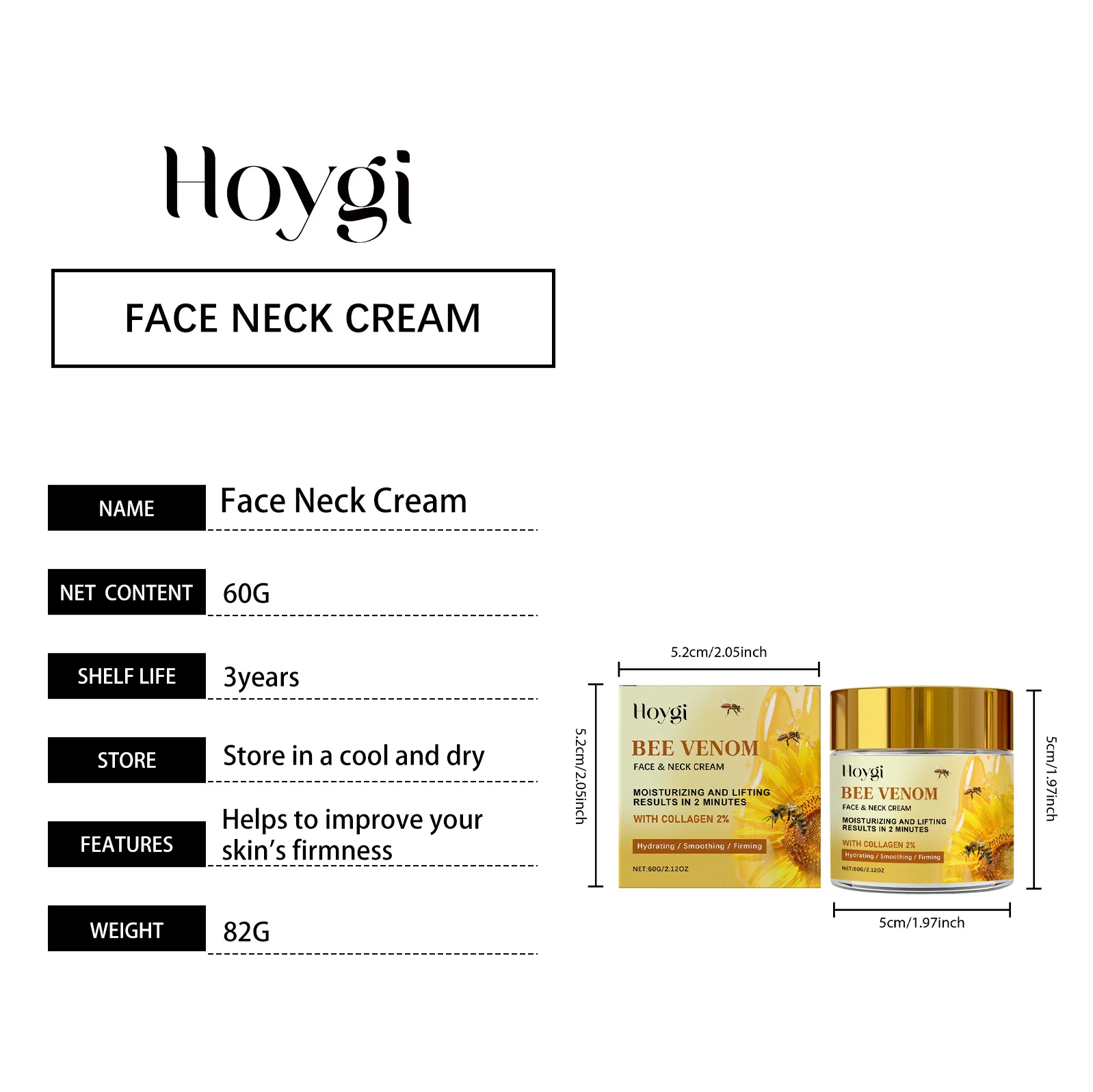 Bee Venom Moisturizing Face Cream Hydrating & Lifting Anti-Wrinkle Face & Neck Cream 60g 1 bee venom moisturizing face cream 60g hoy e6zzkkk4 desc 1