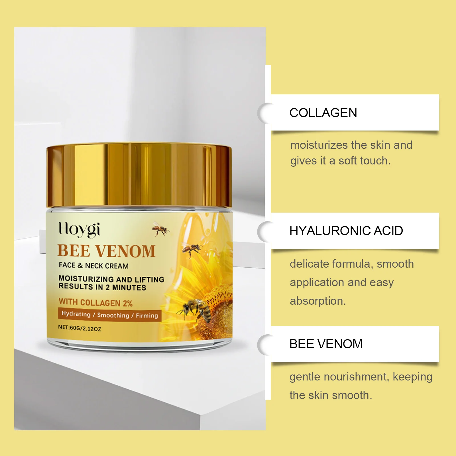 Bee Venom Moisturizing Face Cream Hydrating & Lifting Anti-Wrinkle Face & Neck Cream 60g 8 bee venom moisturizing face cream 60g hoy e6zzkkk4 desc 8