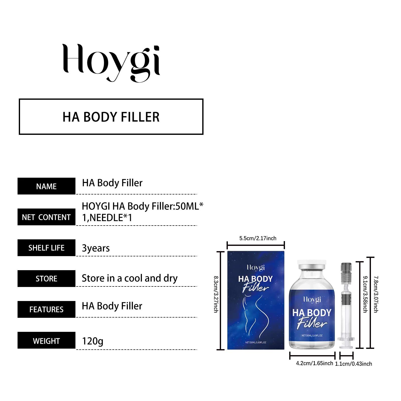 Hoygi HA Body Filler Ampoule Set, Firming & Moisturizing Treatment for Chest & Buttocks 1 body filler ampoule set hoy h33m7ezw desc 1