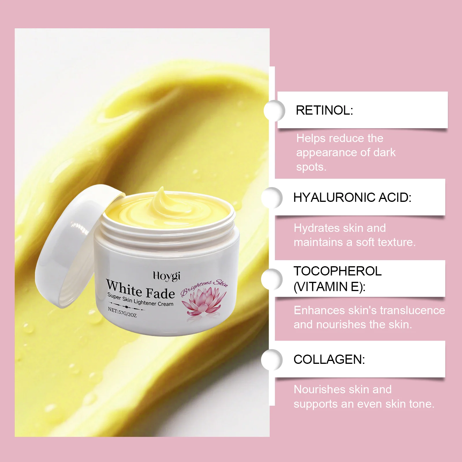 Brightening Cream for Face and Body with Retinol & Vitamin E, Fades Dark Spots, Hydrates Skin, 57g 5 brightening cream retinol vitamin e fades dark spots 57g hoy arpydndr desc 5