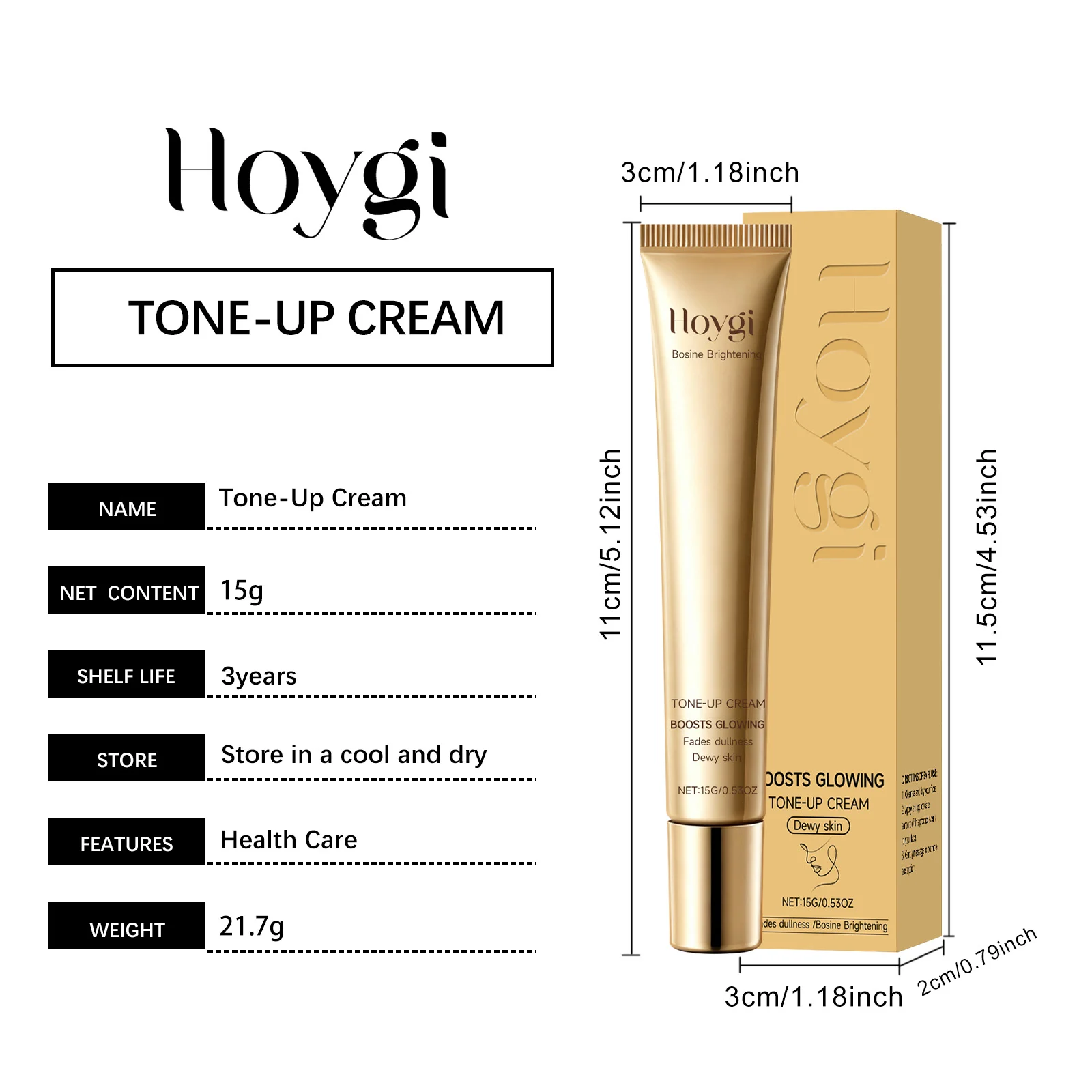 Hoygi Brightening Tone-Up Cream with Hyaluronic Acid, Moisturizes and Soothes Skin 1 brightening moisturizing face cream hoy ze2tbfug desc 1