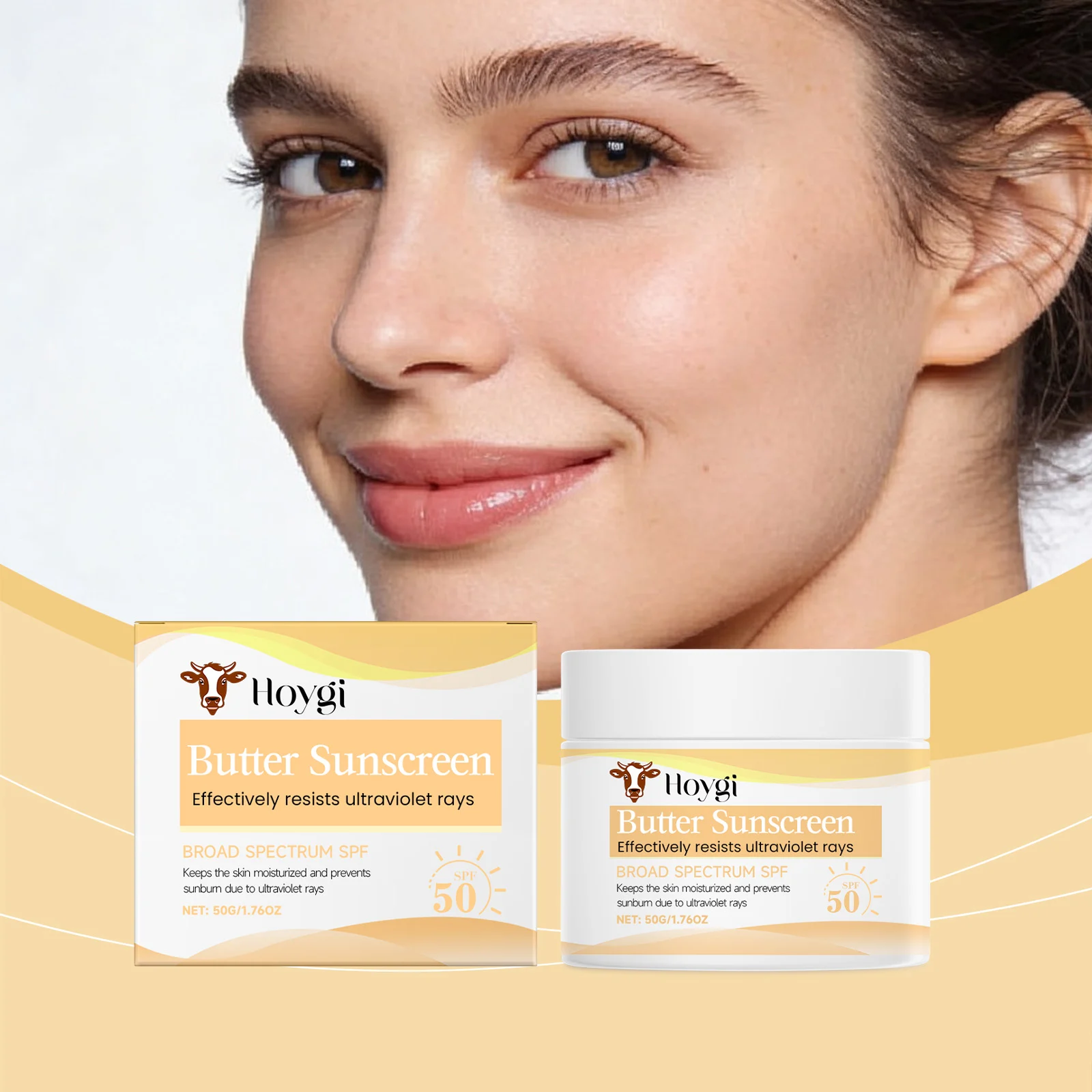 Hoygi Broad Spectrum SPF Sunscreen, Waterproof Moisturizing Butter Cream, Lightweight & Non-Greasy 2 broad spectrum sunscreen butter cream hoy r85nt24q desc 2