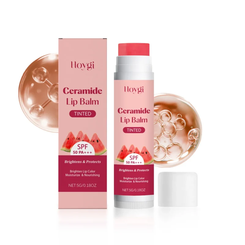 Hoygi Ceramide Lip Balm with SPF 50 PA+++, Tinted, Brightens & Moisturizes