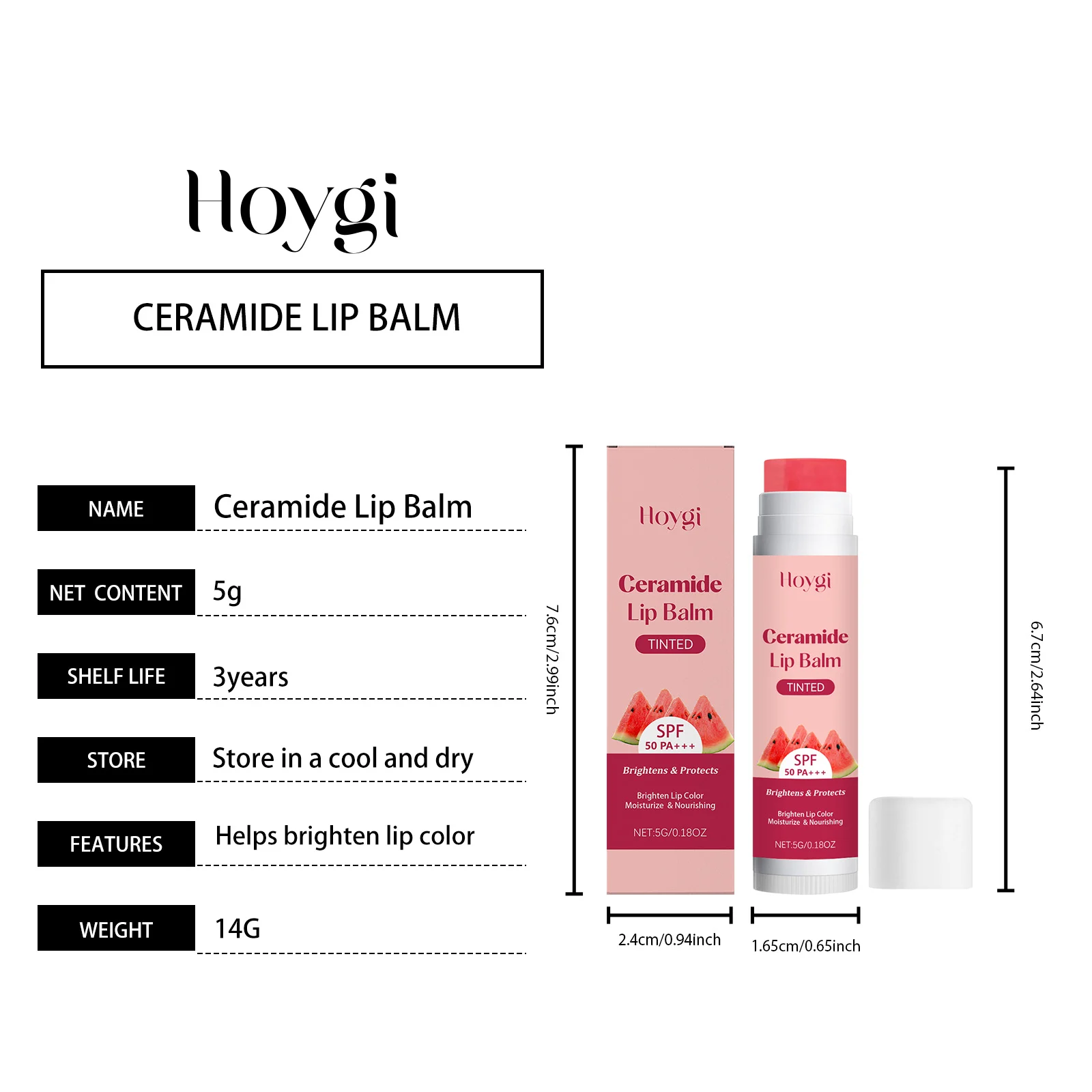 Hoygi Ceramide Lip Balm with SPF 50 PA+++, Tinted, Brightens & Moisturizes 1 ceramide tinted lip balm hoy 4n6jfhcj desc 1