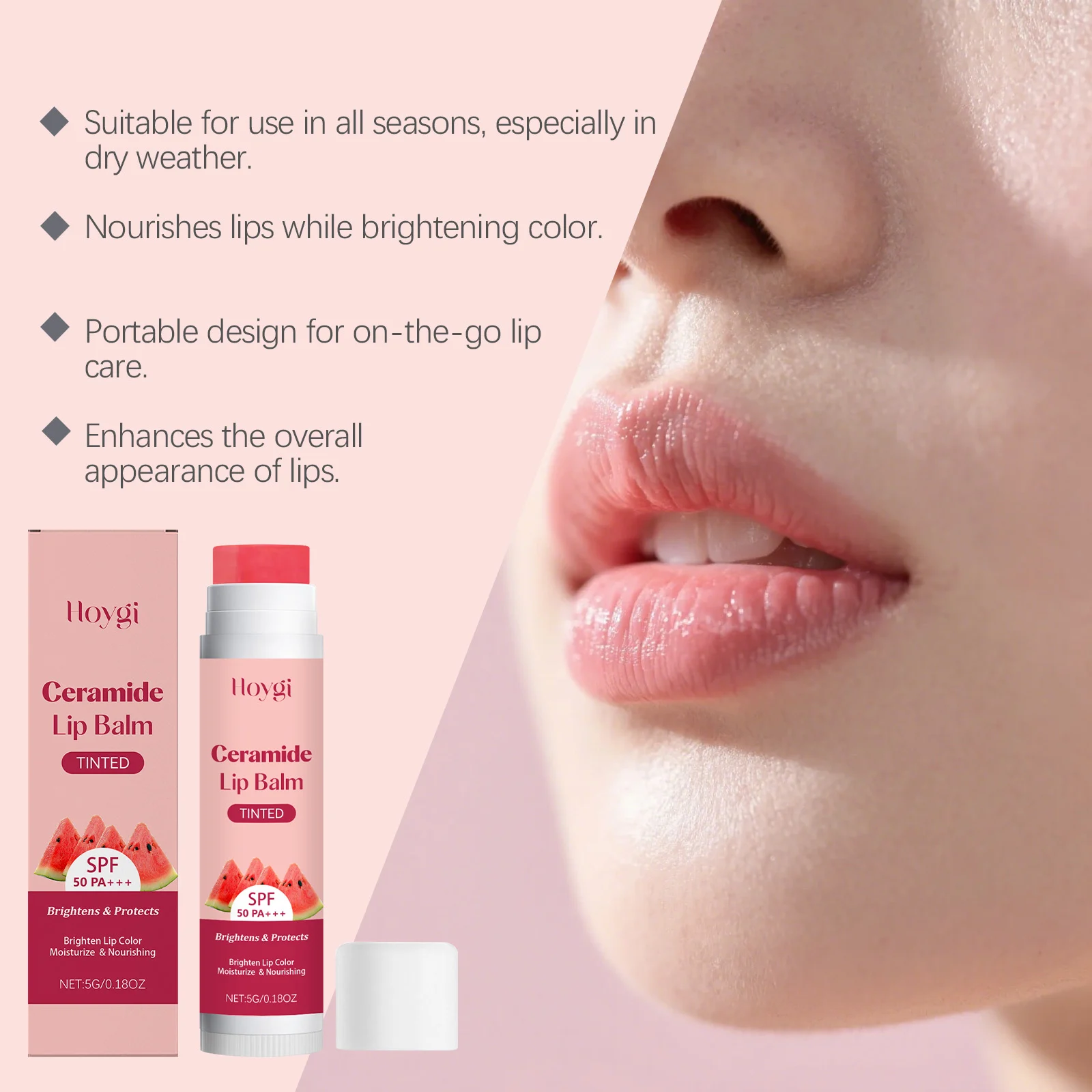 Hoygi Ceramide Lip Balm with SPF 50 PA+++, Tinted, Brightens & Moisturizes 7 ceramide tinted lip balm hoy 4n6jfhcj desc 7