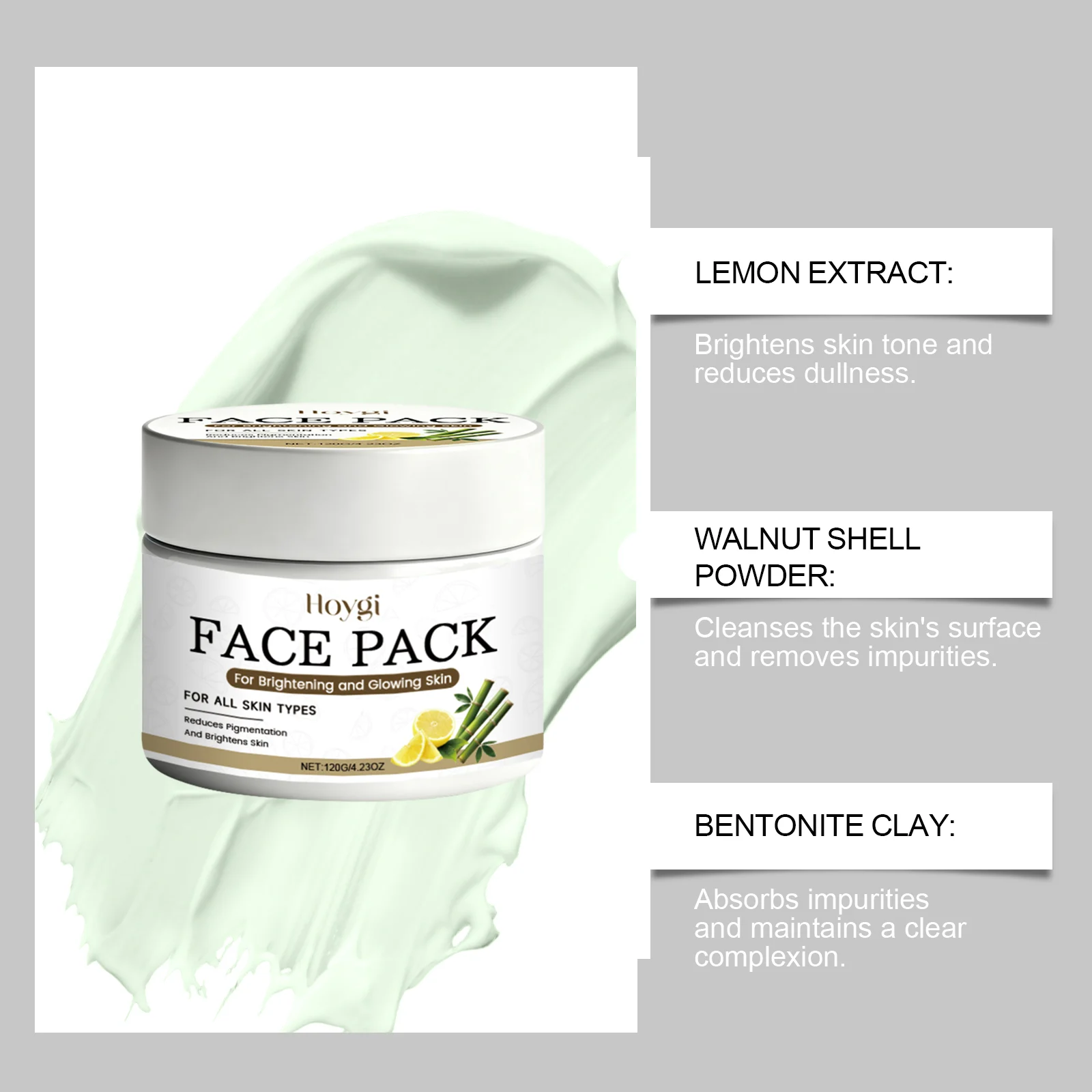 Hoygi Clay Face Mask for Deep Pore Cleansing & Brightening - 120g 5 clay face mask hoy hht6phdu desc 5