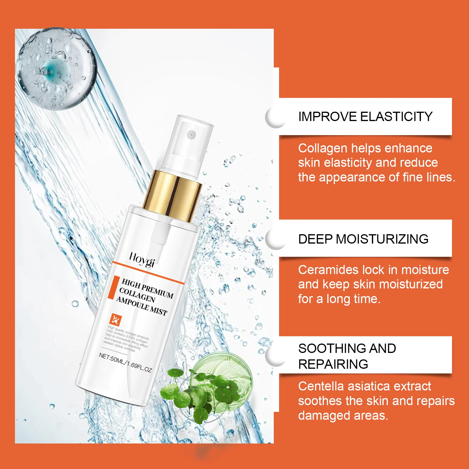 Collagen Ampoule Mist 50ml Hydrating Anti-Aging Face Spray with Ceramides & Centella 5 collagen ampoule mist 50ml face spray hoy hc8xrehz desc 5