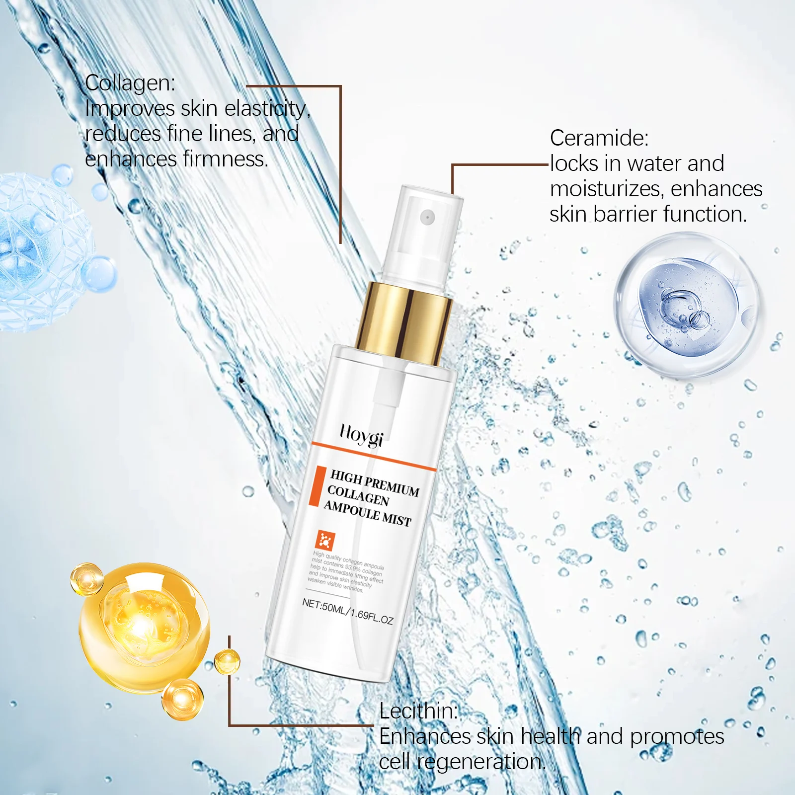 Collagen Ampoule Mist 50ml Hydrating Anti-Aging Face Spray with Ceramides & Centella 6 collagen ampoule mist 50ml face spray hoy hc8xrehz desc 6