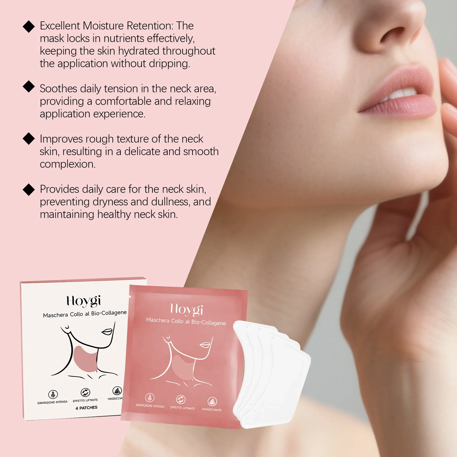 Collagen Neck Mask Hydrating Firming Anti-Aging Skin Care 4pcs 8 collagen neck mask hydrating firming 4pcs hoy jchf76s6 desc 8