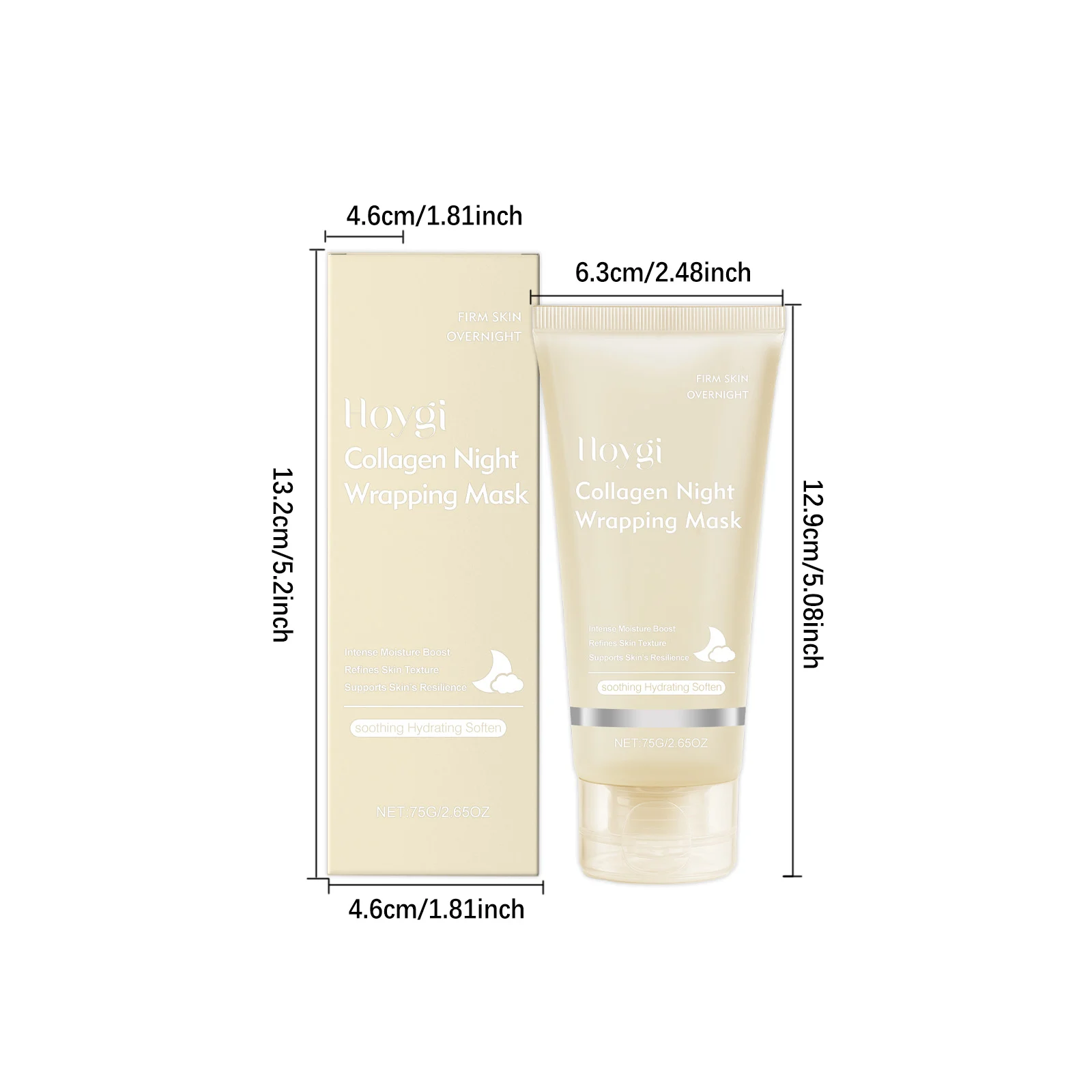 Collagen Night Peel Off Mask with Niacinamide and Hyaluronic Acid for Intense Moisture and Radiance 75g 1 collagen night peel off mask niacinamide hyaluronic acid 75g hoy wybytexw desc 1