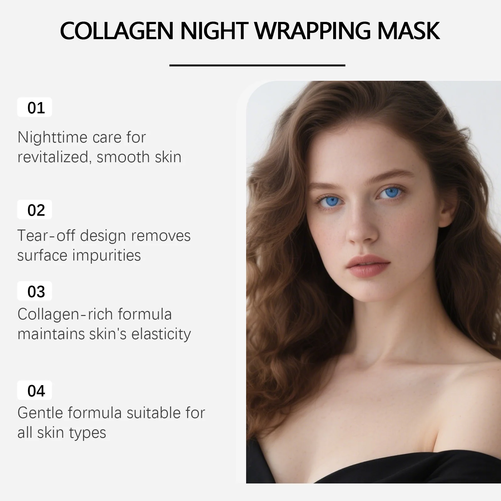 Collagen Night Peel Off Mask with Niacinamide and Hyaluronic Acid for Intense Moisture and Radiance 75g 6 collagen night peel off mask niacinamide hyaluronic acid 75g hoy wybytexw desc 6