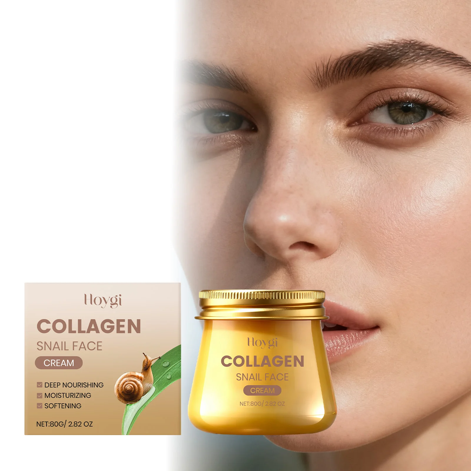 Collagen Snail Face Cream 80g Deep Moisturizing Nourishing Anti-Aging Skin Repair 2 collagen snail face cream 80g hoy pczgemgk desc 2