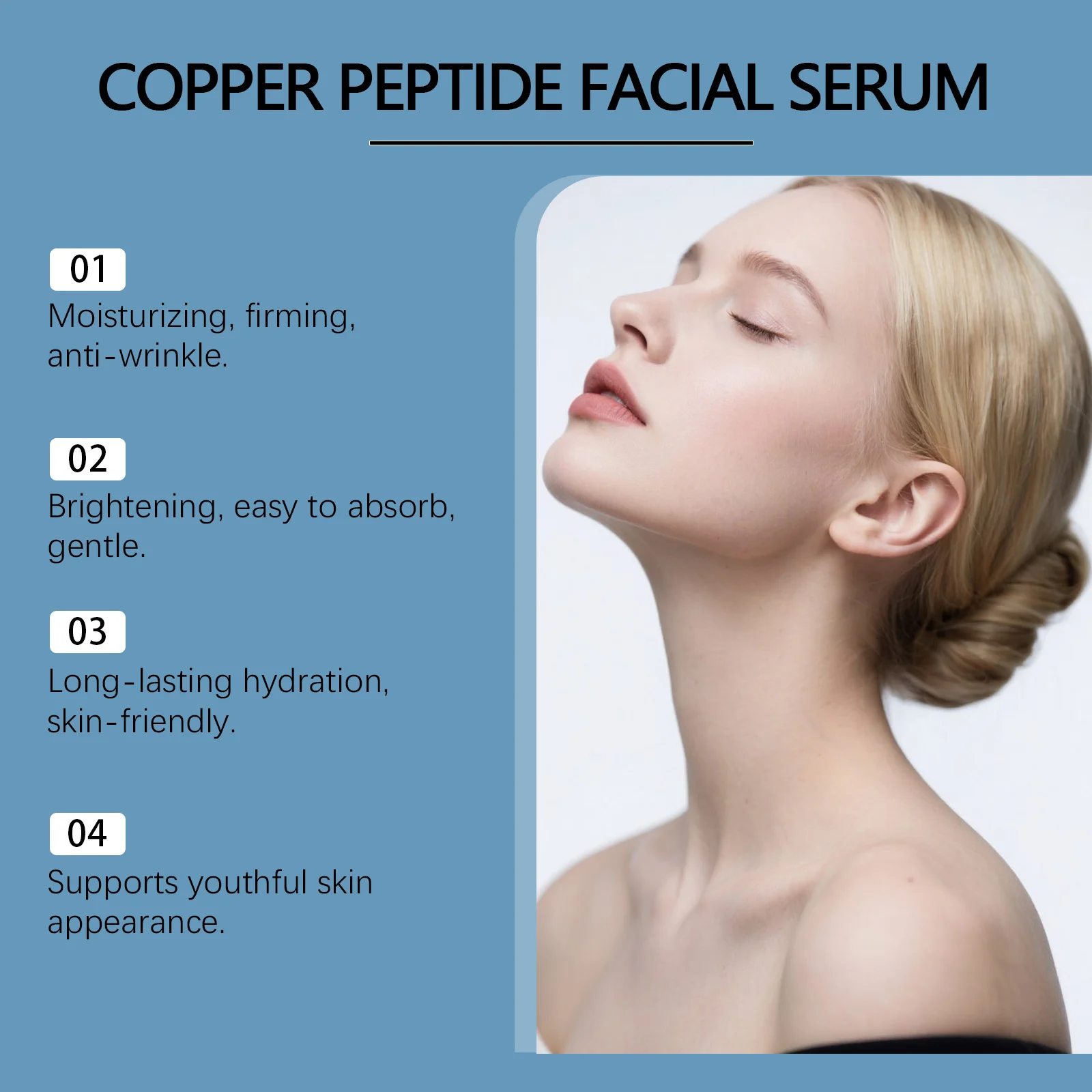 Copper Peptide Facial Serum 30ml Deep Hydration Anti-Aging Firming Skin 6 copper peptide facial serum 30ml hoy k9khh3t5 desc 6