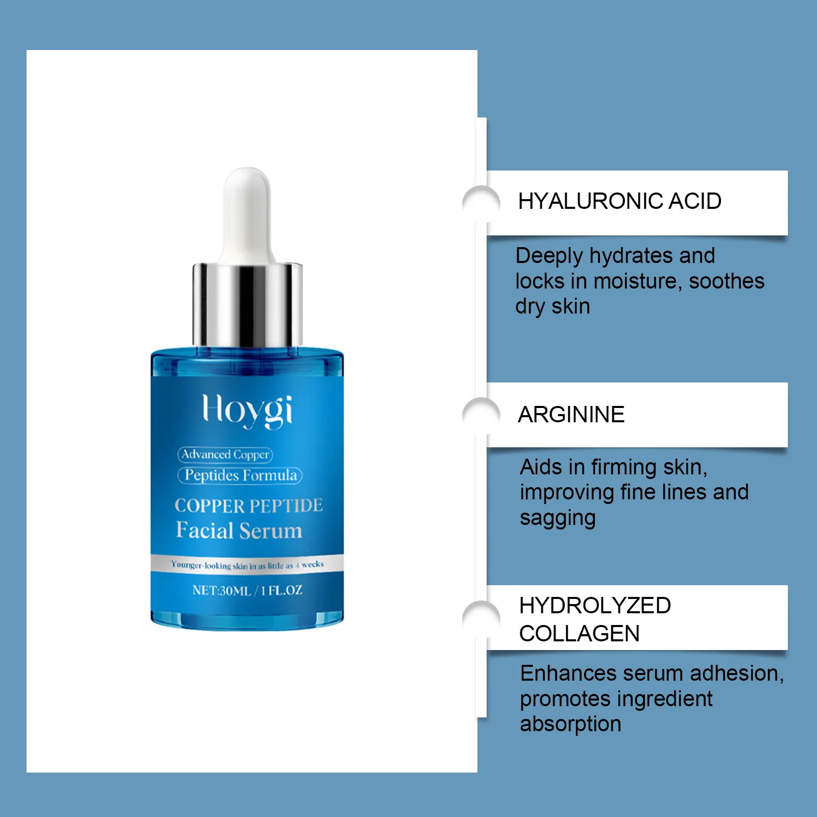Copper Peptide Facial Serum 30ml Deep Hydration Anti-Aging Firming Skin 8 copper peptide facial serum 30ml hoy k9khh3t5 desc 8