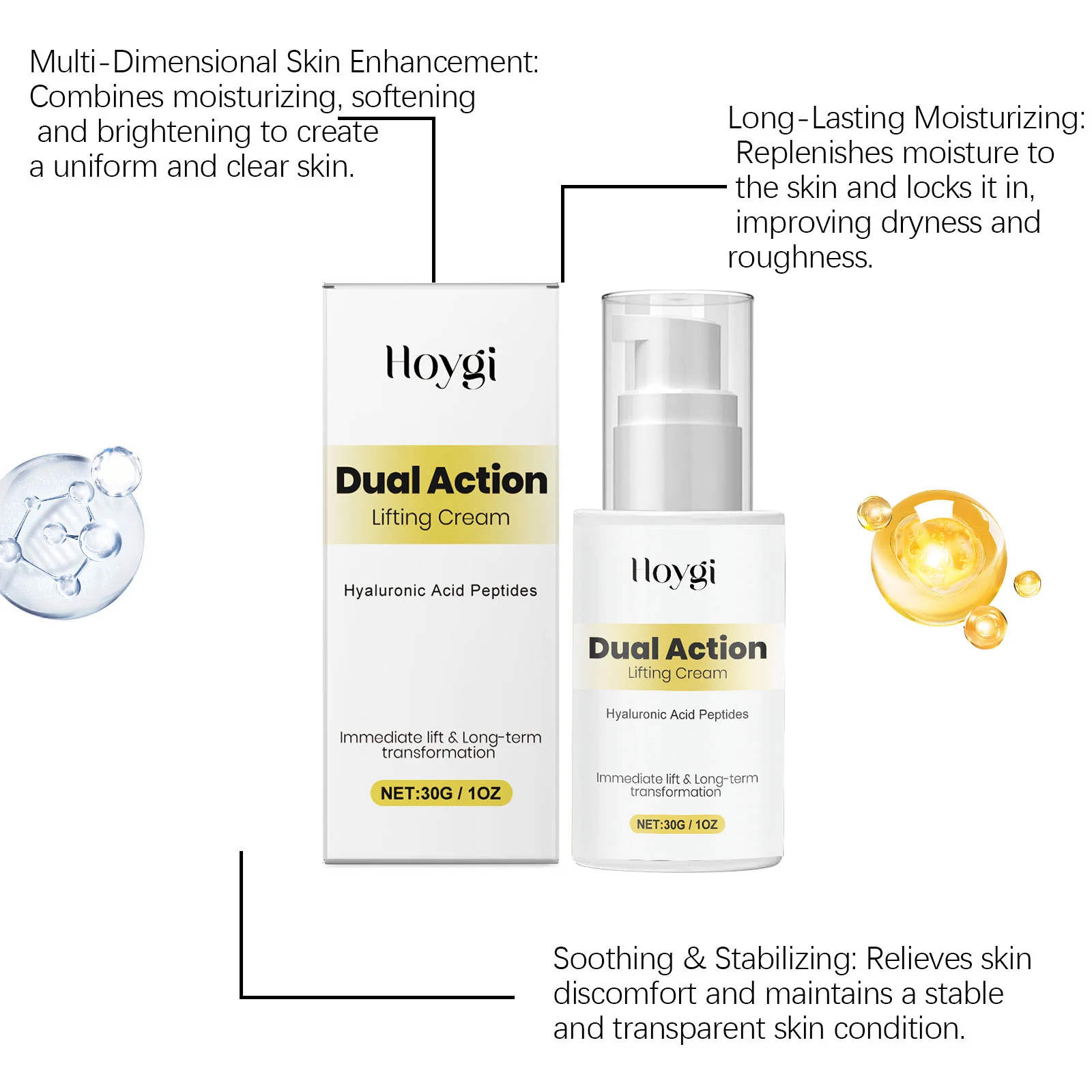 Dual Action Lifting Cream with Hyaluronic Acid Peptides Moisturizes & Firms Skin 30g 6 dual action lifting cream hyaluronic acid peptides 30g hoy x7q2a7ce desc 6