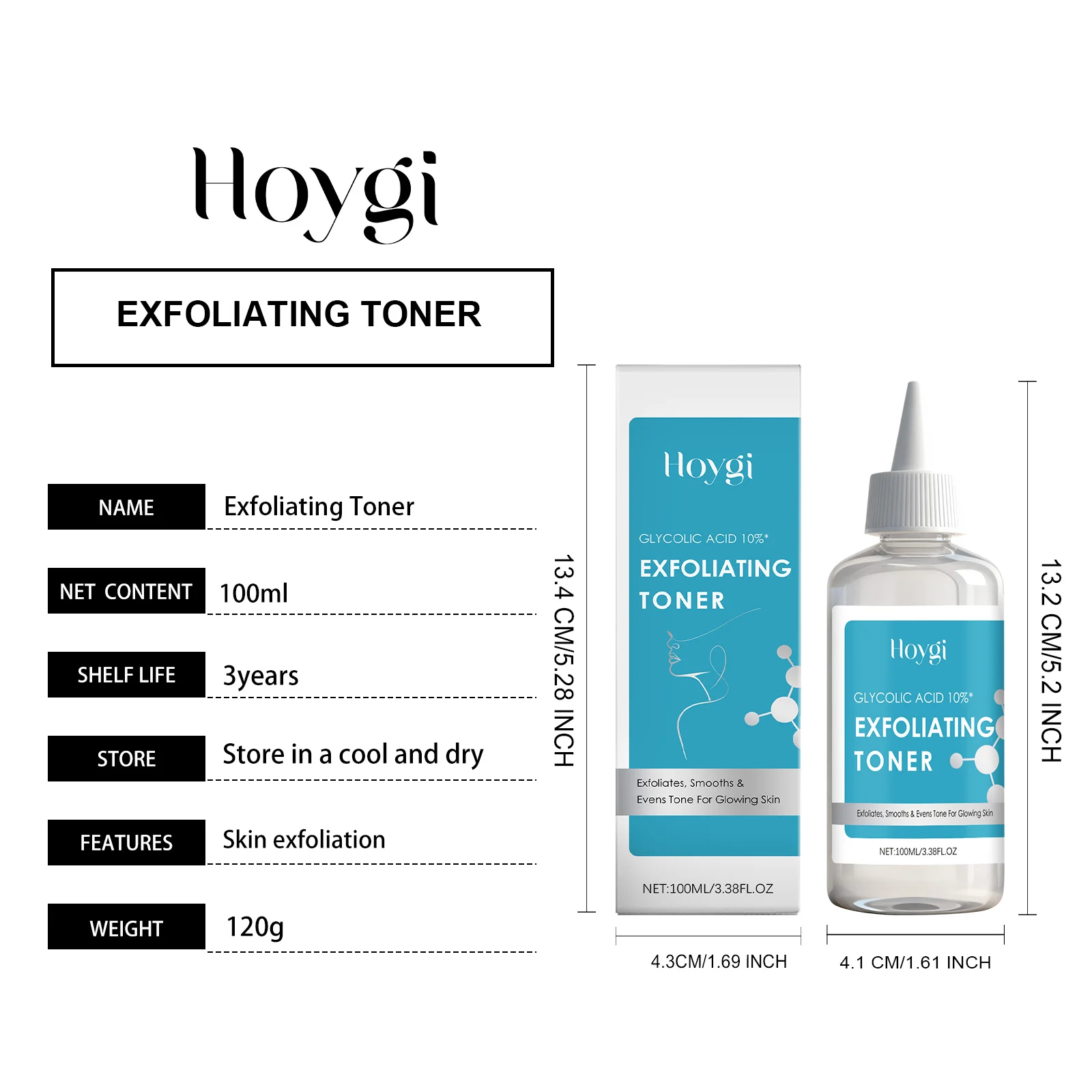 Exfoliating Toner with Glycolic Acid 10% For Smooth, Glowing Skin Hydration 100ml 1 exfoliating toner glycolic acid 10 percent 100ml hoy suct59cs desc 1