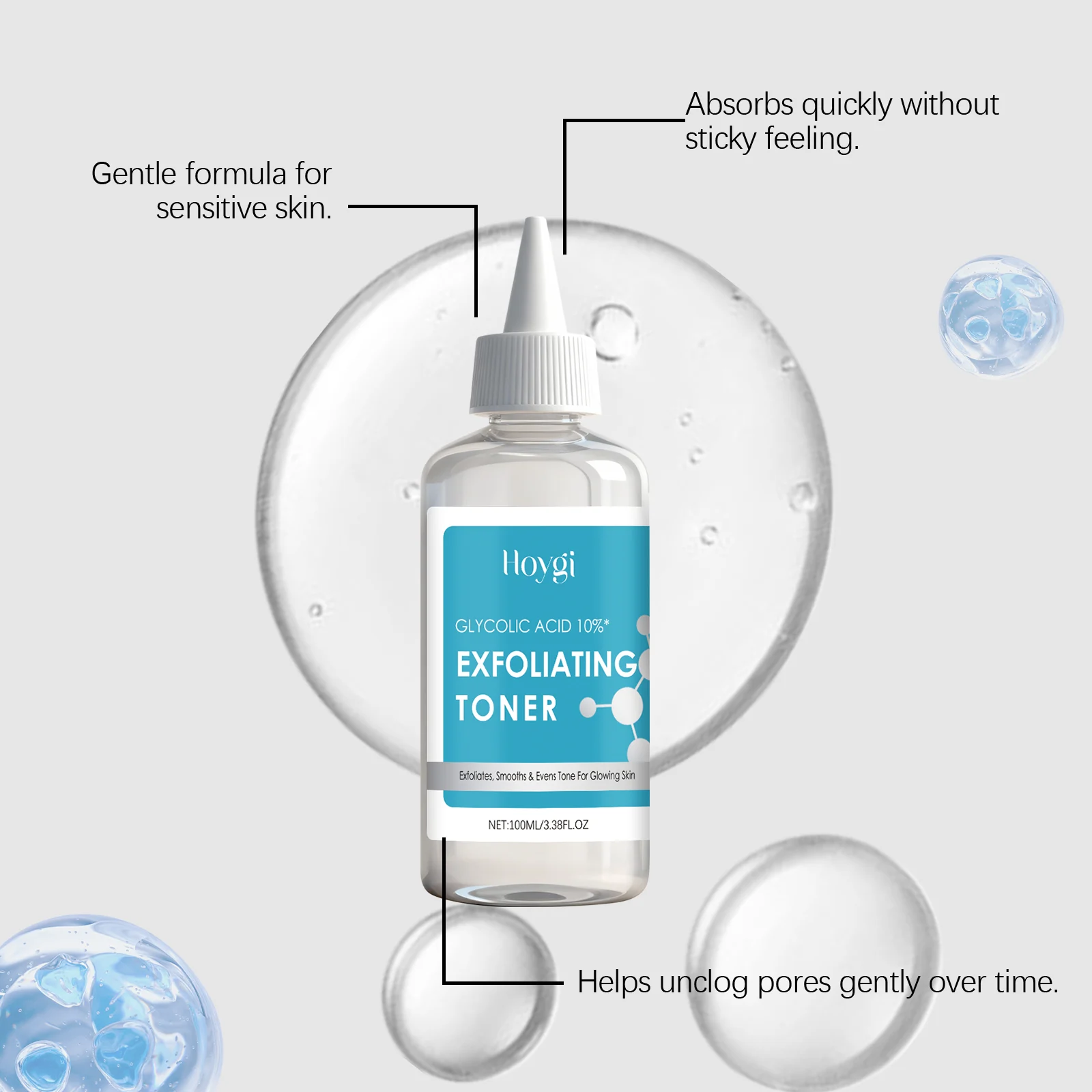 Exfoliating Toner with Glycolic Acid 10% For Smooth, Glowing Skin Hydration 100ml 7 exfoliating toner glycolic acid 10 percent 100ml hoy suct59cs desc 7