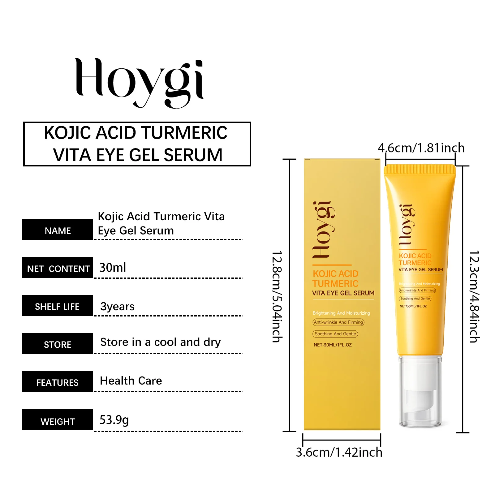 Hoygi Vita Eye Gel Serum with Kojic Acid & Turmeric for Brightening, Firming and Anti-Wrinkle 1 eye gel serum hoy 66p97krh desc 1