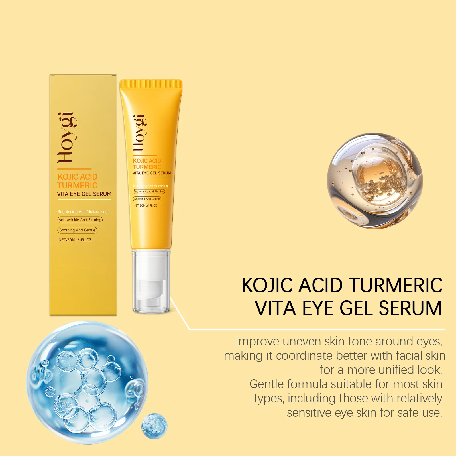 Hoygi Vita Eye Gel Serum with Kojic Acid & Turmeric for Brightening, Firming and Anti-Wrinkle 8 eye gel serum hoy 66p97krh desc 8