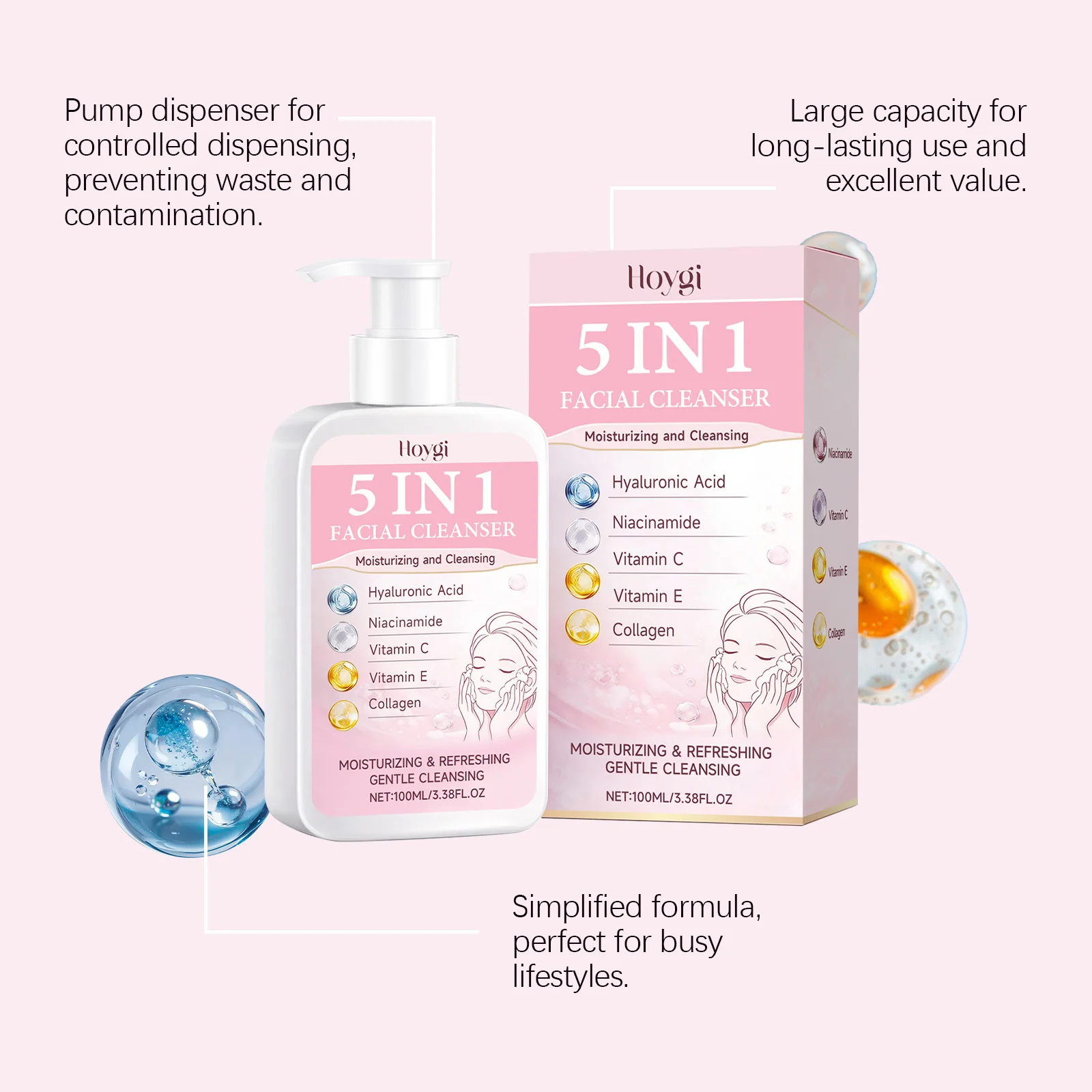 Hoygi 5 in 1 Moisturizing Facial Cleanser with Niacinamide & Hyaluronic Acid 6 facial cleanser moisturizing foam hoy 7vvh3zx4 desc 6