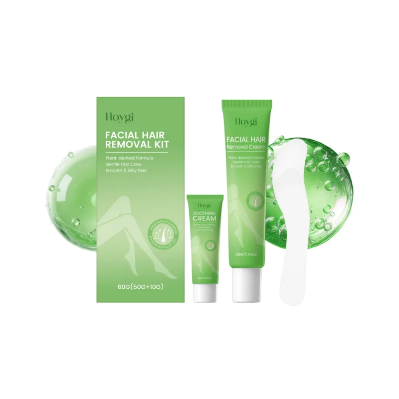 Hoygi Facial Hair Removal Kit including hair removal cream and soothing cream for smooth, irritation-free skin