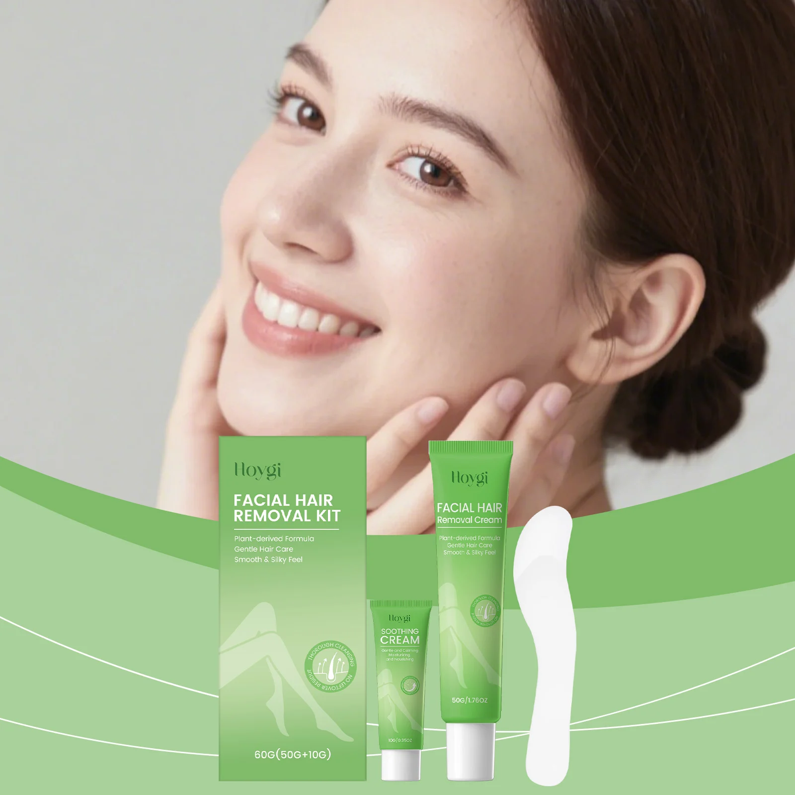 Facial Hair Removal Kit for Women - Gentle Hair Removal Cream and Soothing Cream Set 2 facial hair removal kit hoygi hoy wjy5awkh desc 2
