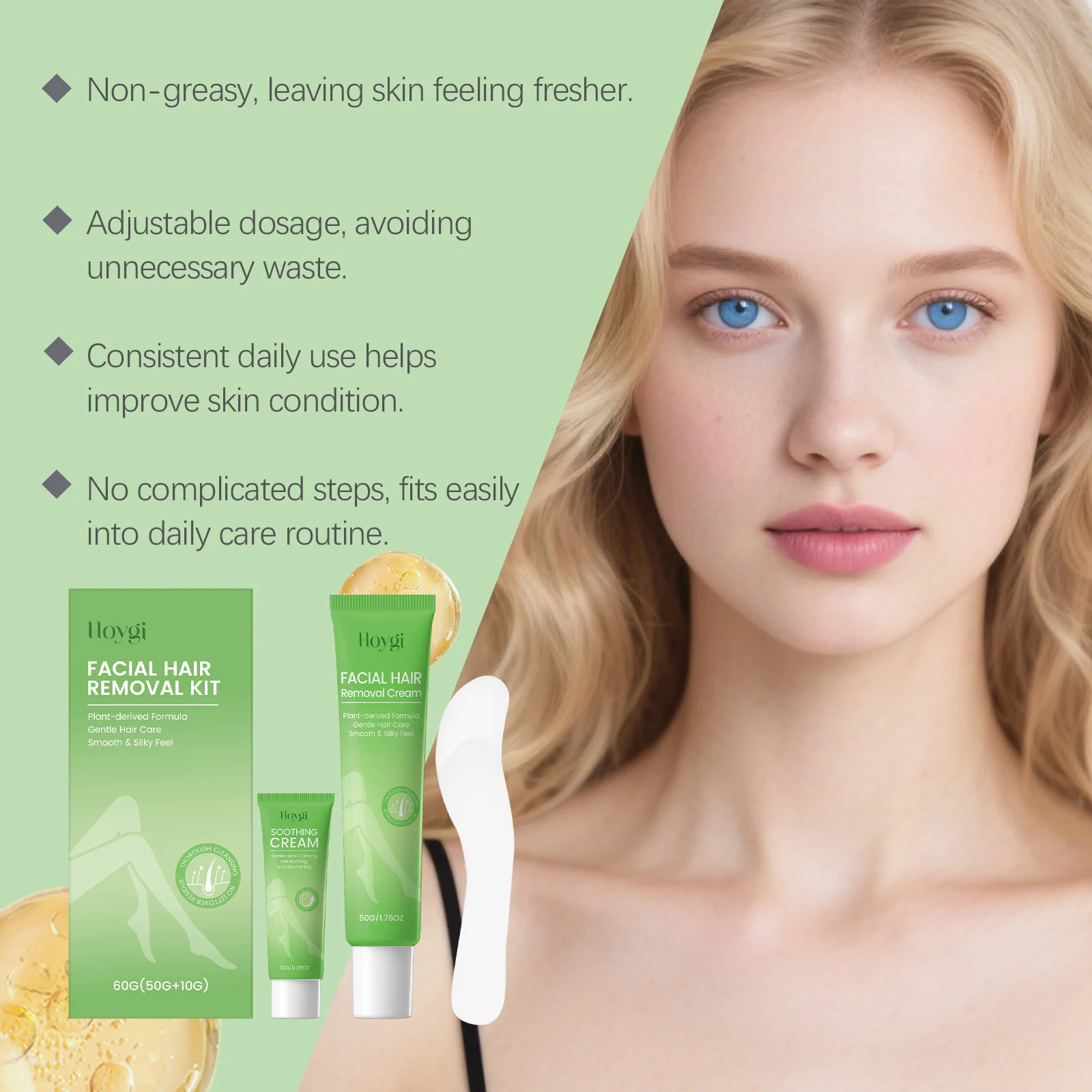 Facial Hair Removal Kit for Women - Gentle Hair Removal Cream and Soothing Cream Set 8 facial hair removal kit hoygi hoy wjy5awkh desc 8 1