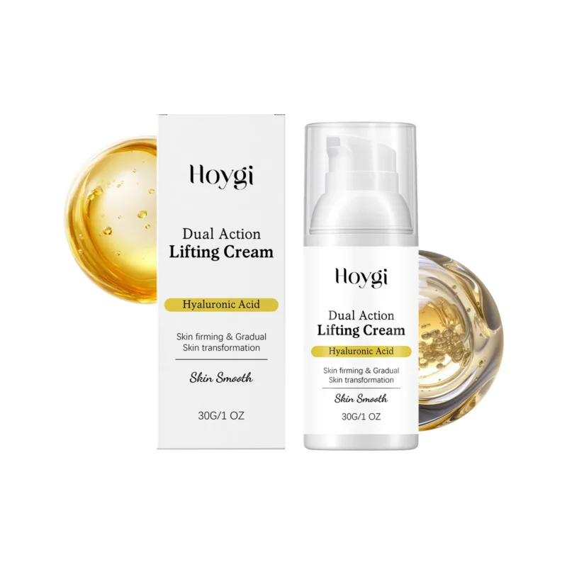 Hoygi Dual Action Facial Lifting Cream 30g with Hyaluronic Acid for skin firming and moisturizing.