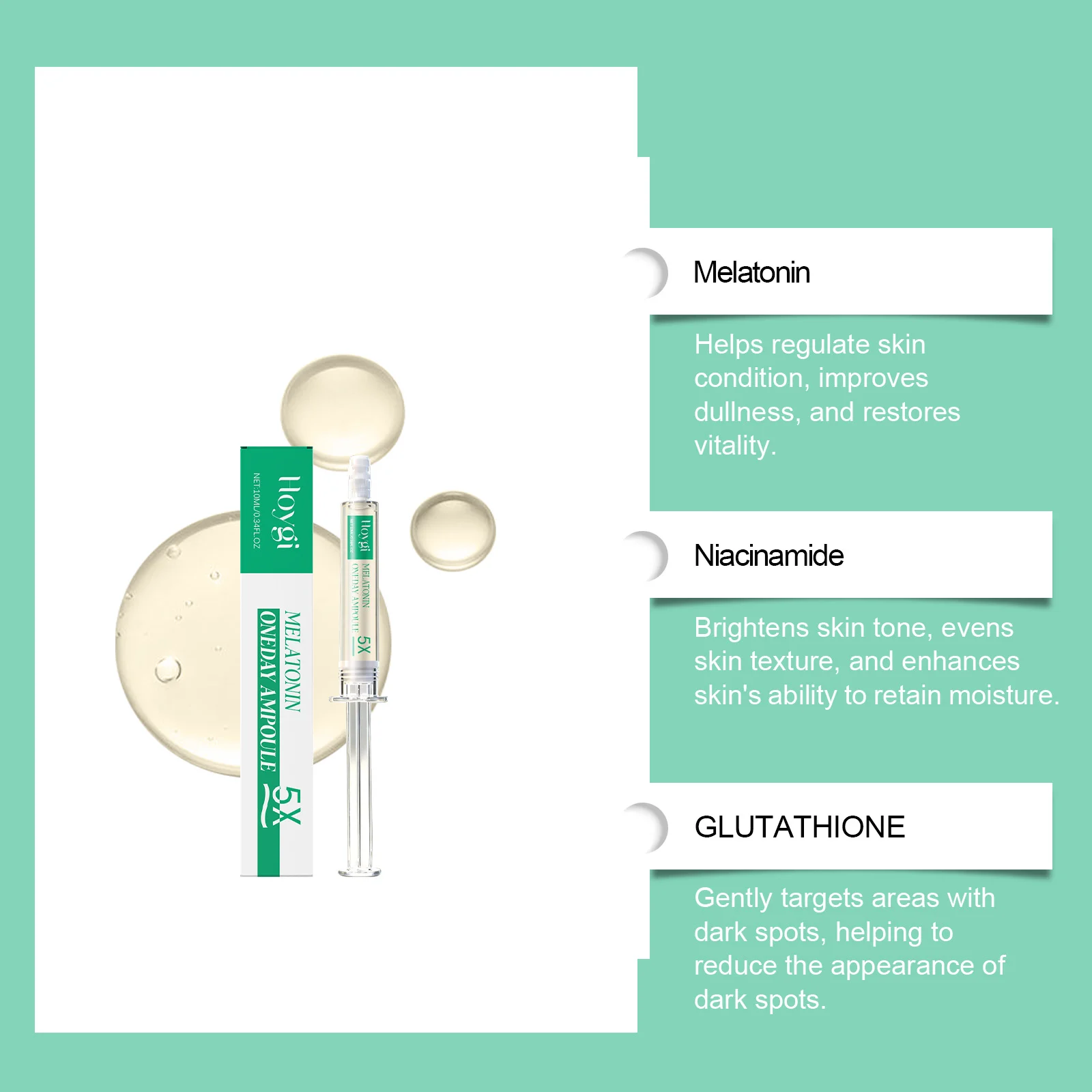 Facial Moisturizing Serum for Hydration, Brightening & Dark Spot Reduction with Glutathione 10 facial moisturizing serum glutathione ampoule 10ml hoy tbhtm9ng desc 10