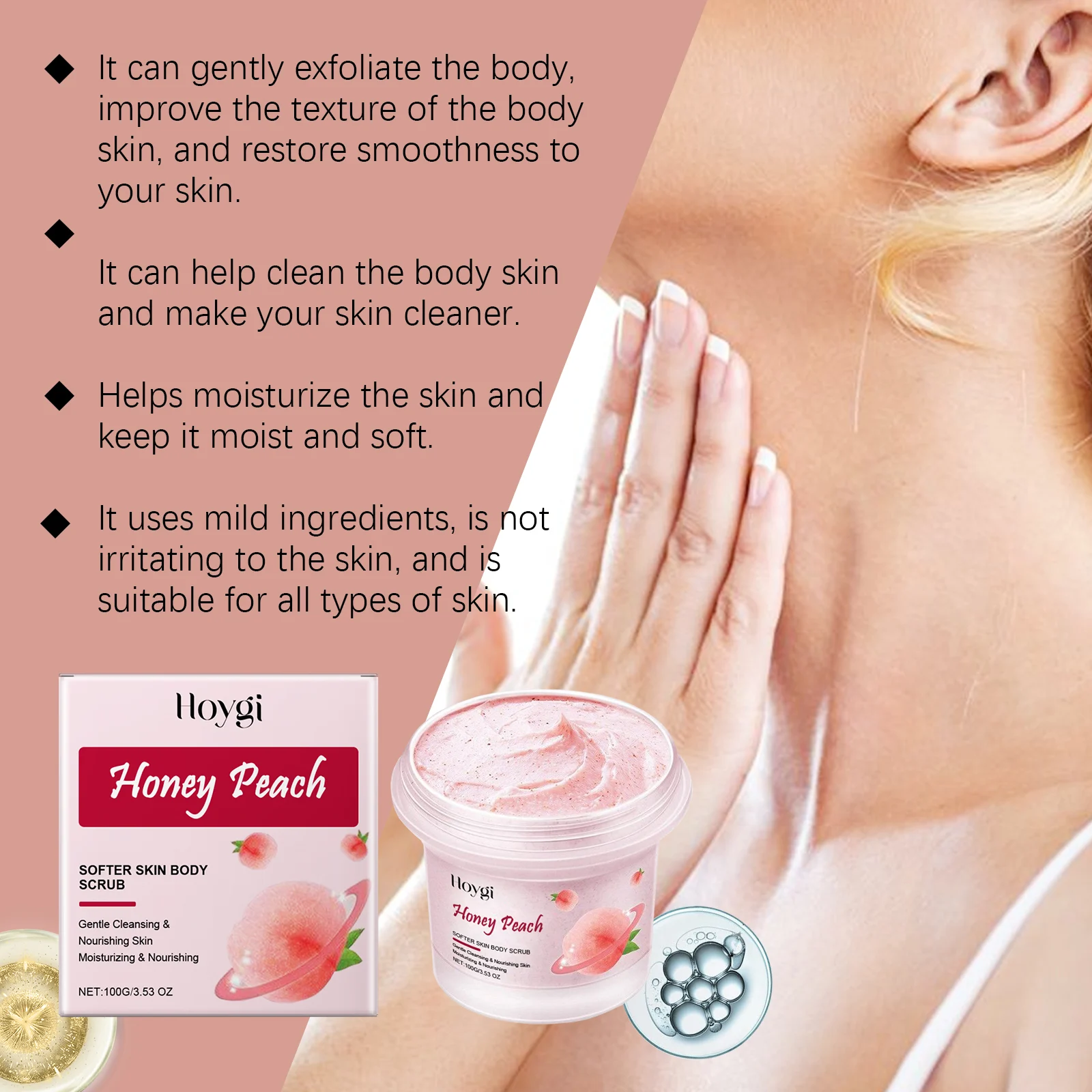 Body Scrub Exfoliator 100g Gentle Skin Polish for Smooth & Glowing Skin 5 gentle body scrub exfoliator 100g hoy unahtm8c desc 5