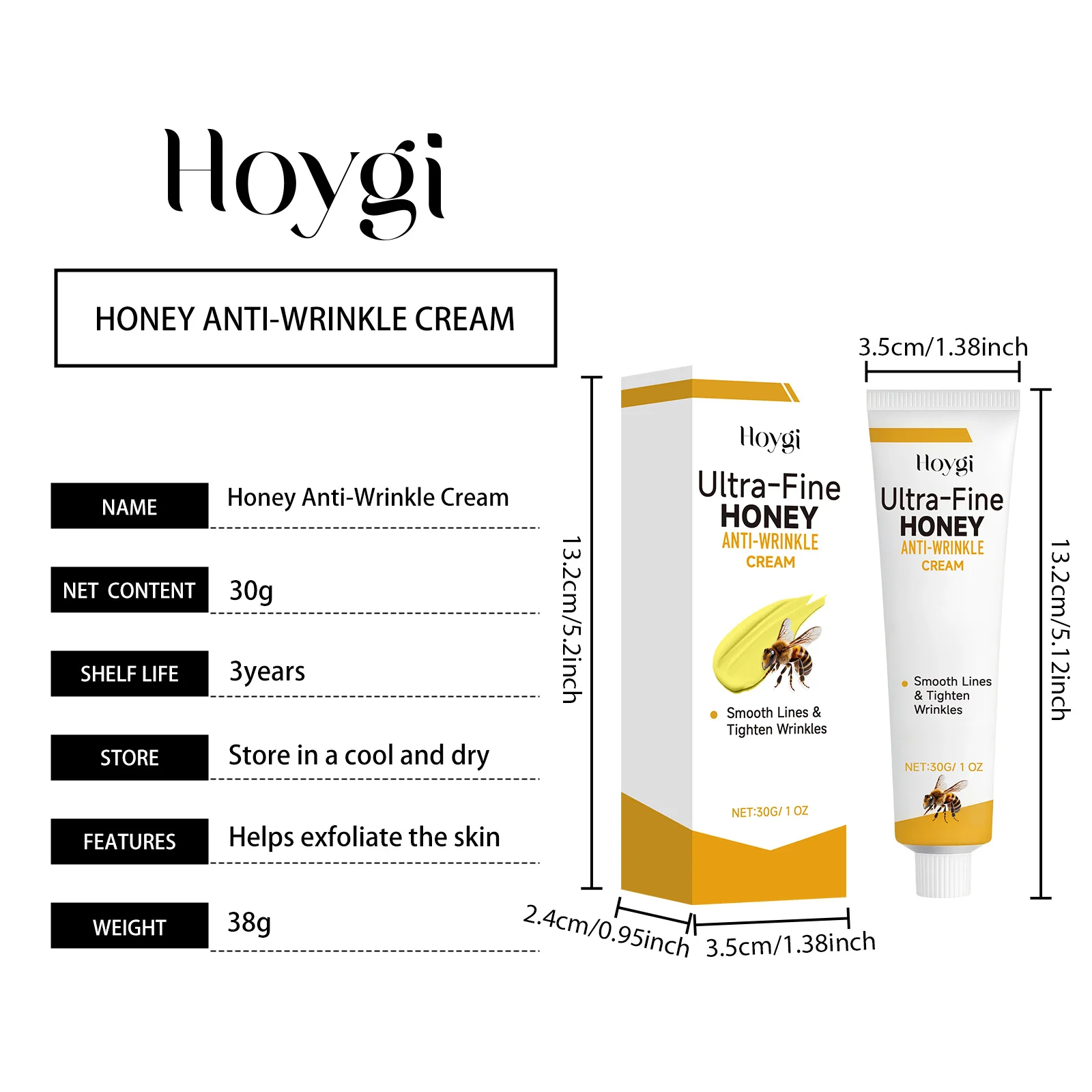 Hoygi Honey Anti-Wrinkle Ultra-Fine Cream for Smoothing Lines & Tightening 1 honey anti wrinkle face cream hoy usnaeq4j desc 1