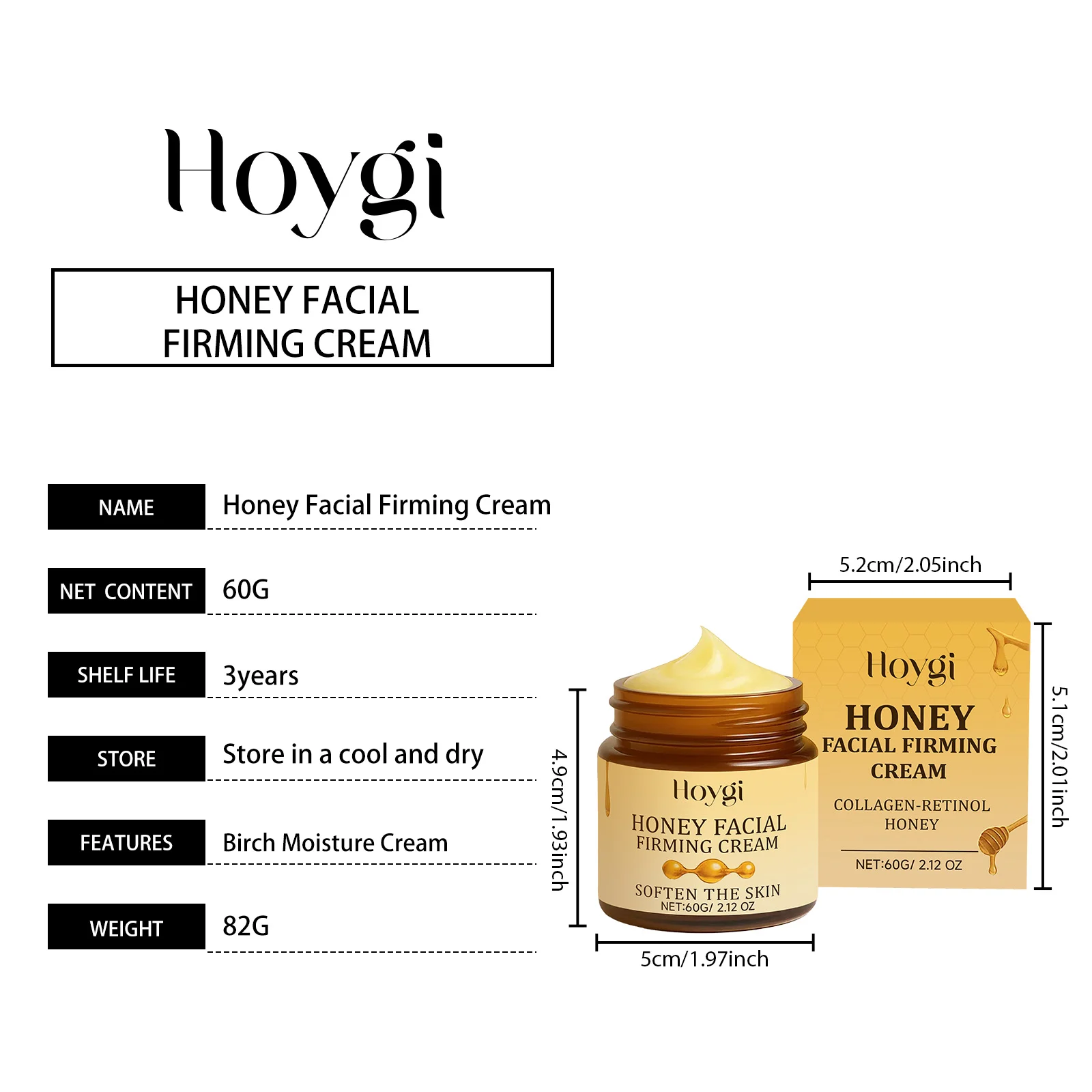 Honey Facial Firming Cream 60g with Niacinamide & Retinol for Deep Moisturizing and Soothing Skin 1 honey facial firming cream 60g hoy fgt3gaym desc 1