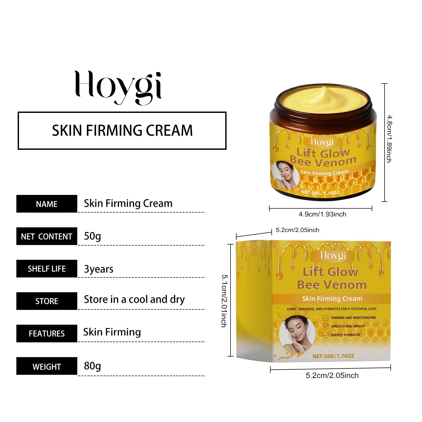 Bee Venom Firming Cream 50g Hydrating Moisturizer for Youthful Skin 1 hoygi bee venom firming cream 50g hoy ebebcy2x desc 1