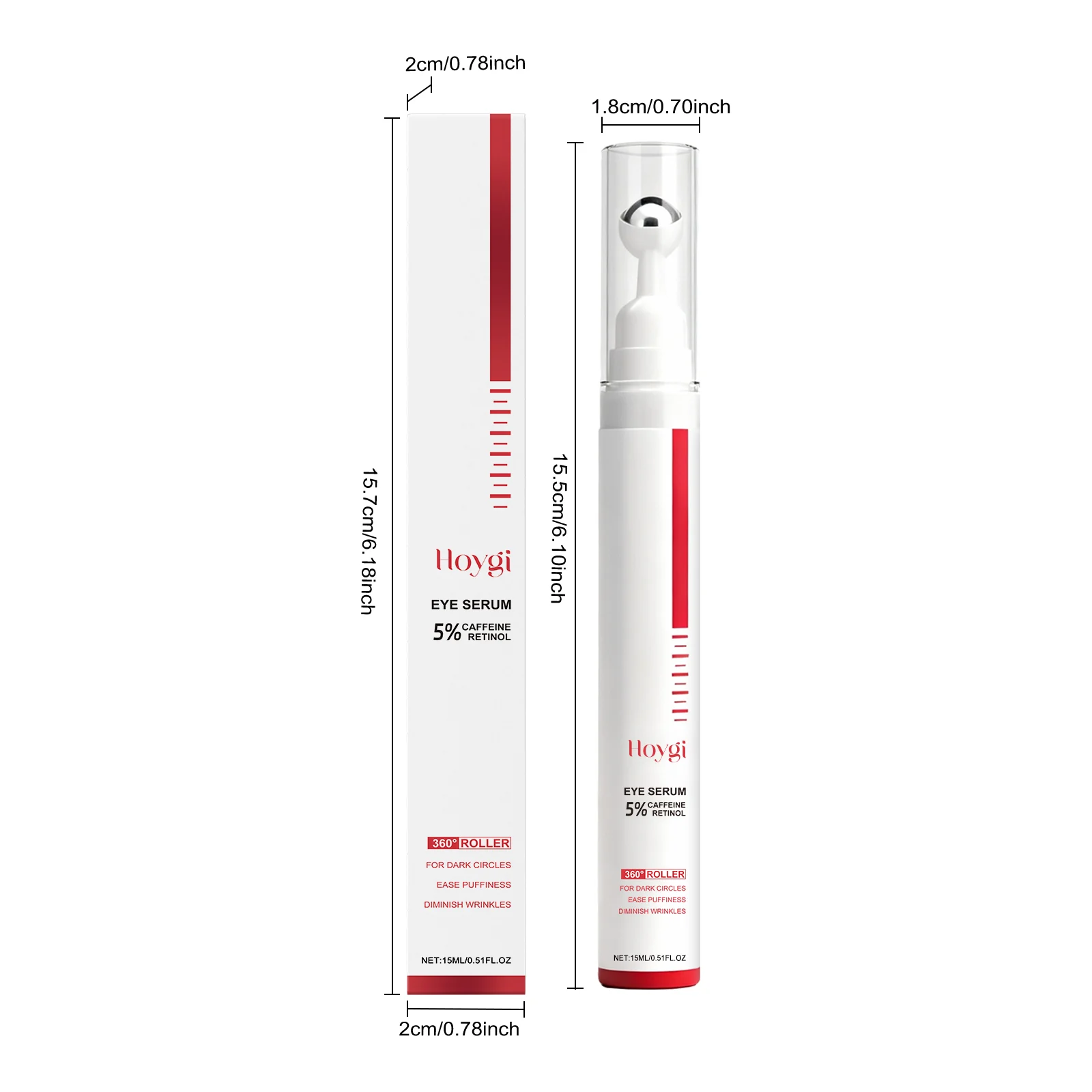 Eye Moisturizing Serum 15ml with 5% Caffeine & Roller Head for Dark Circles & Puffiness 1 hoygi eye moisturizing serum 15ml caffeine roller hoy ekbyz2p8 desc 1