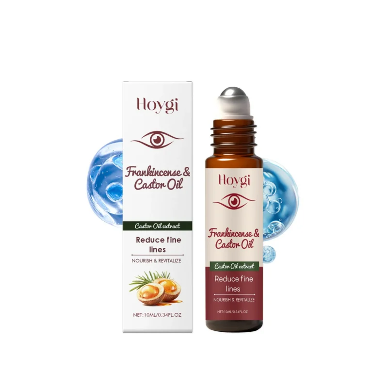 Hoygi Eye Roller Oil with Frankincense & Castor Oil for reducing fine lines and dark circles, 10ml.