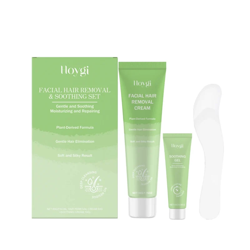Hoygi Facial Hair Removal Cream and Soothing Gel Kit for gentle hair removal on sensitive areas like upper lip and chin