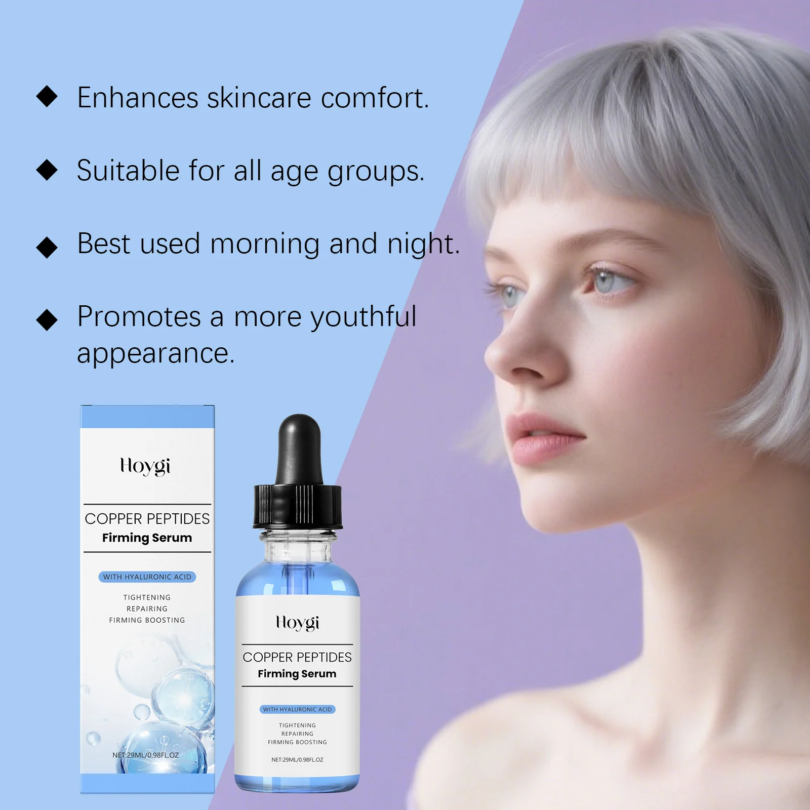 Firming Serum with Hyaluronic Acid & Copper Peptides 29ml for Hydration, Wrinkle Reduction and Skin Tightening 6 hoygi firming serum hyaluronic acid copper peptides 29ml hoy bbkqjeev desc 6